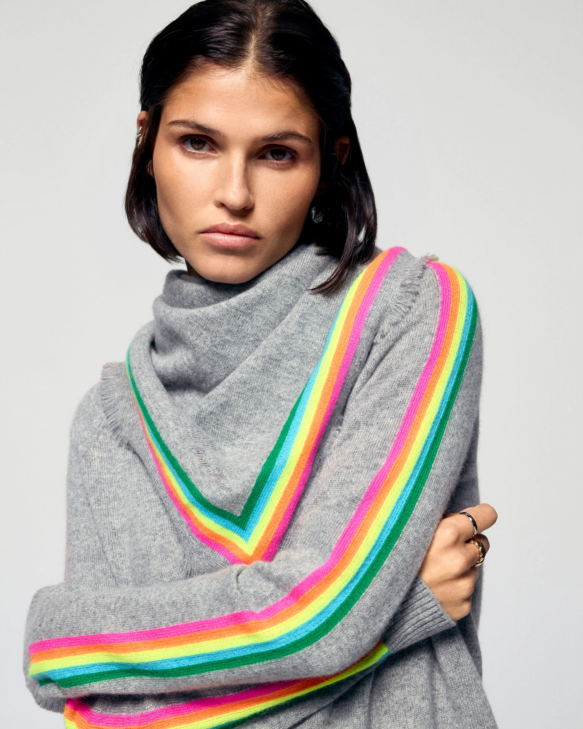 Multicolored Stripes Scarf (H25 / ACCESSOIRES / Dark Heather Gray)