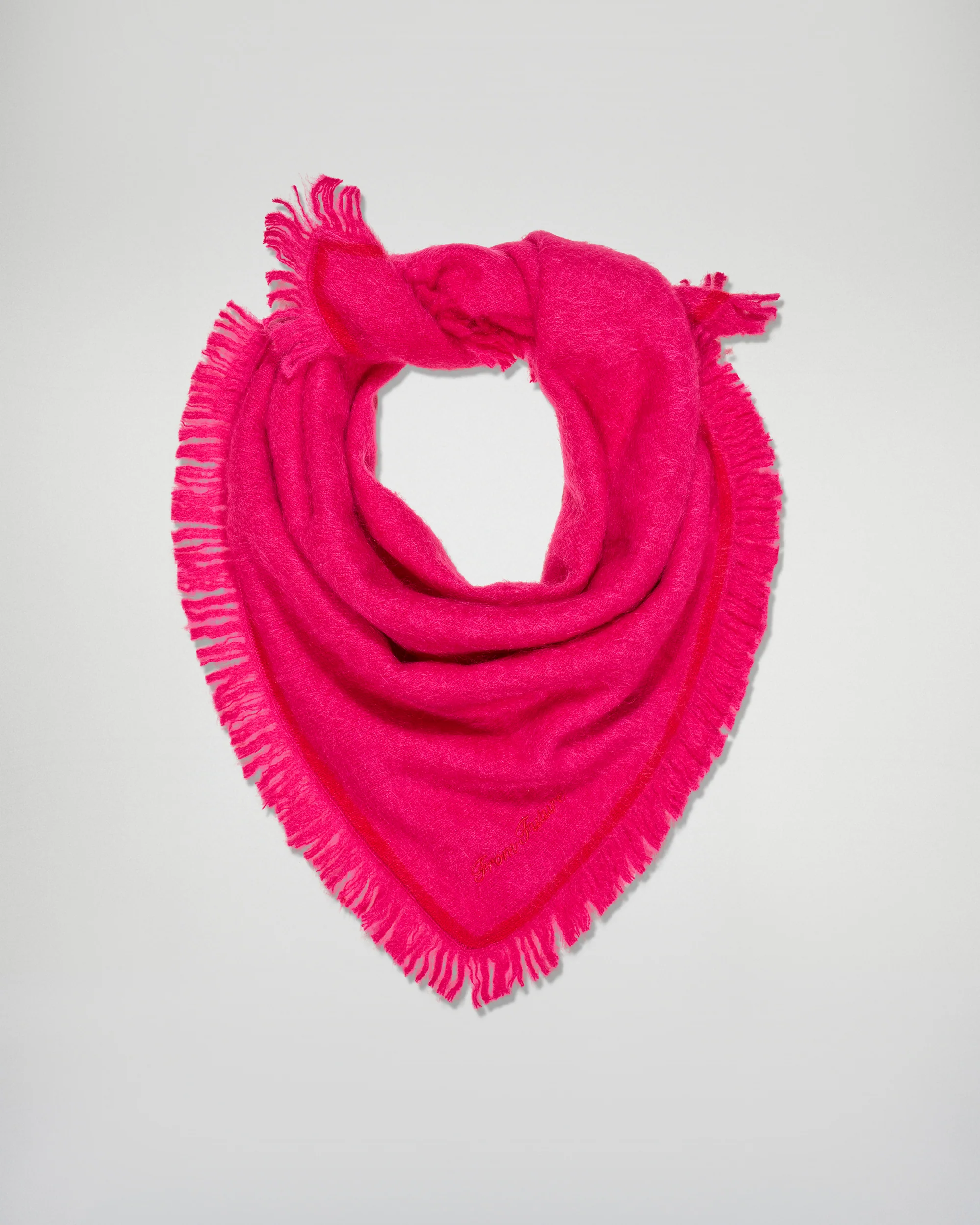 Regular Brushed Cashmere Scarf with Contrast Stripe (H25 / ACCESSOIRES / Raspberry Pink) - Image 3
