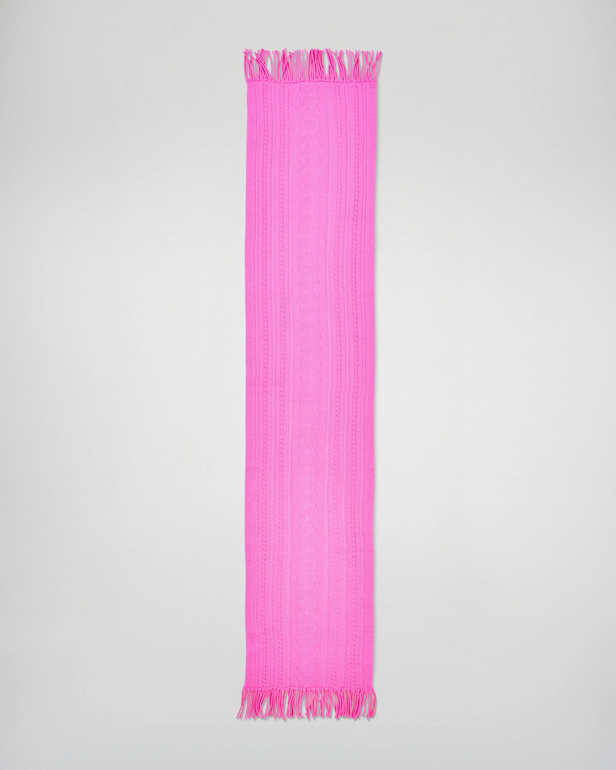 Fringed Cable Knit Scarf (H25 / ACCESSOIRES / Fantasy Pink) - Image 5