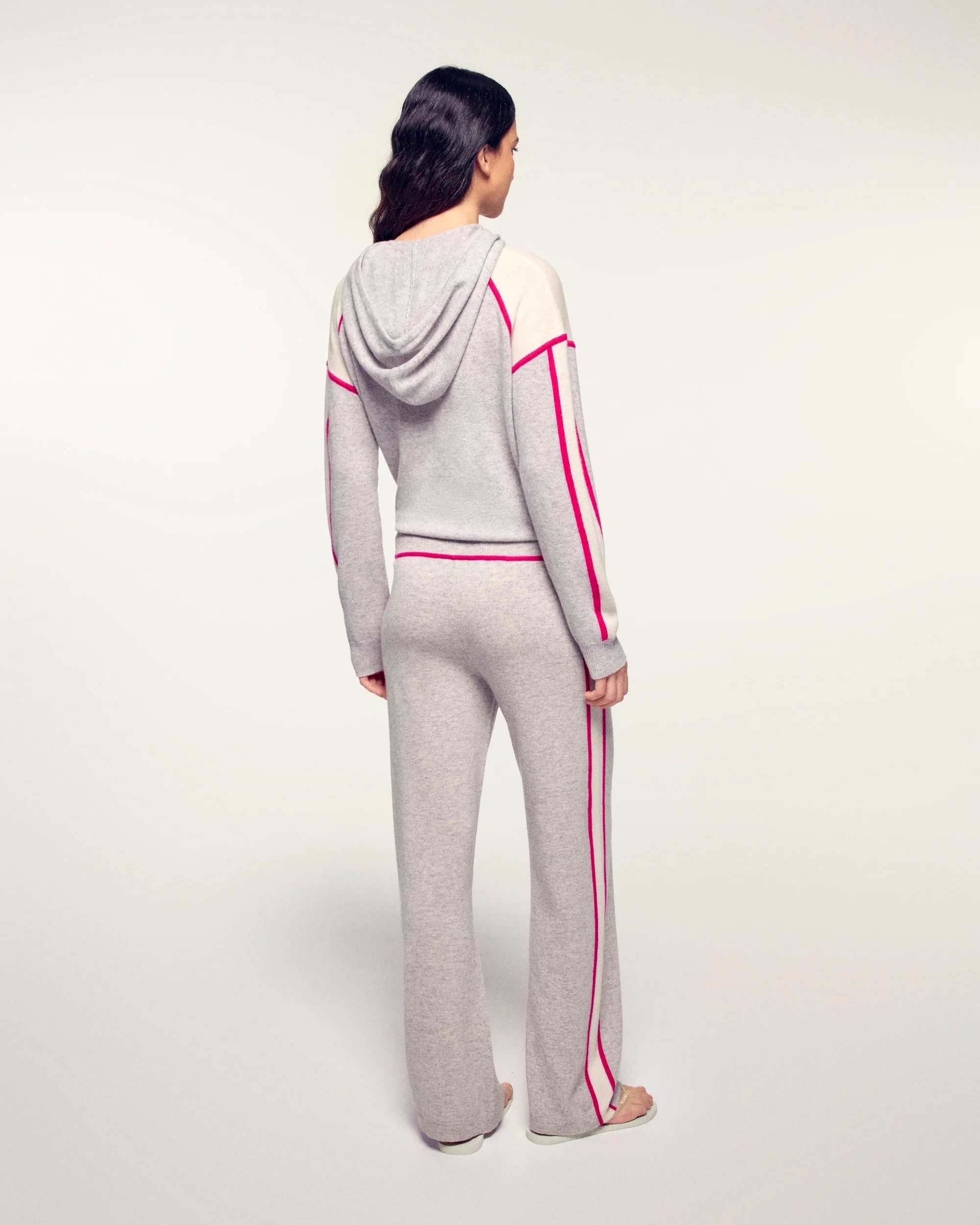 Wide Contrasting Striped Joggers (S26/ FEMME/ Gris Chiné Clair) - Image 4