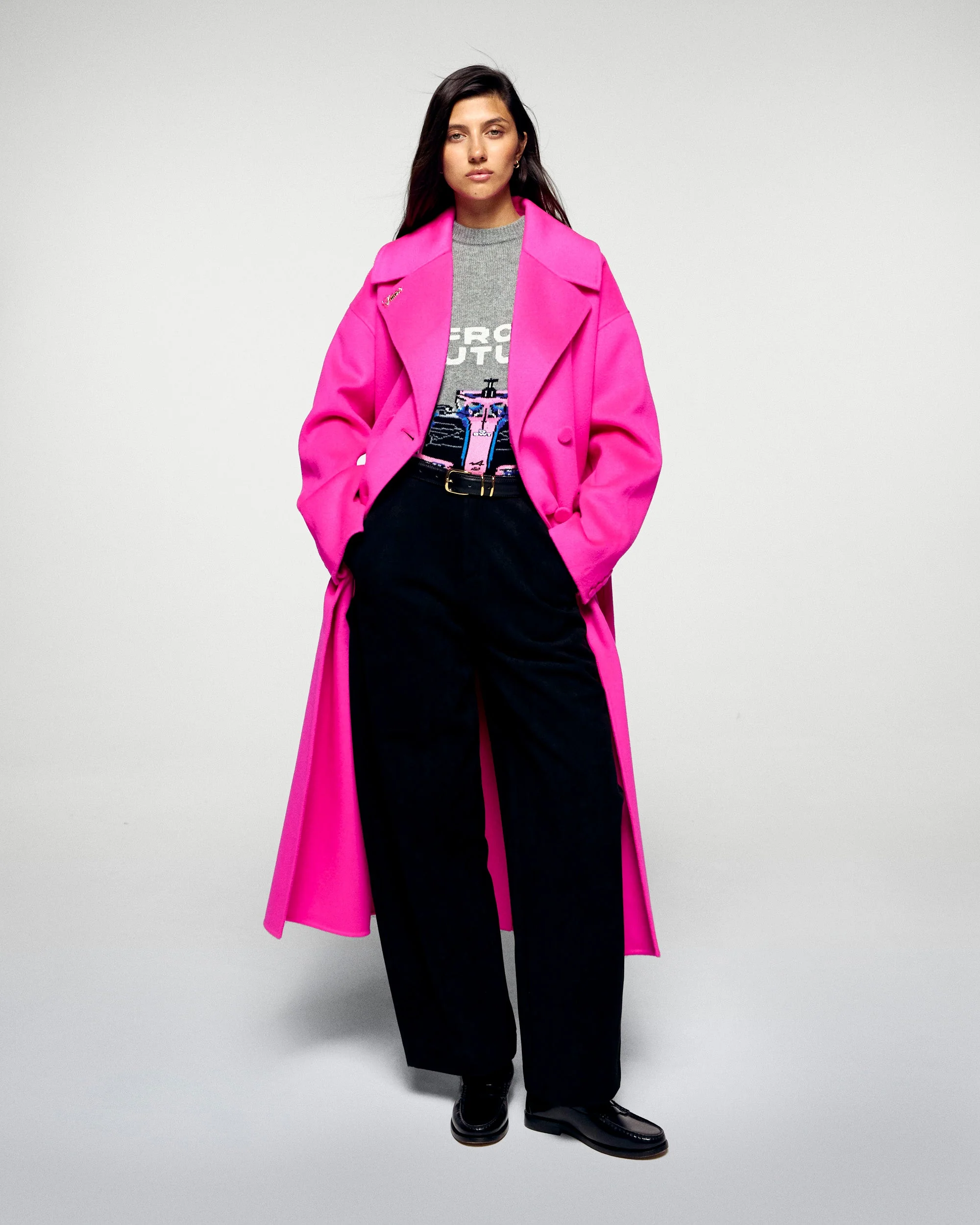 Outerwear Double-Breasted Coat (H25 / FEMME / Cosmic Pink)