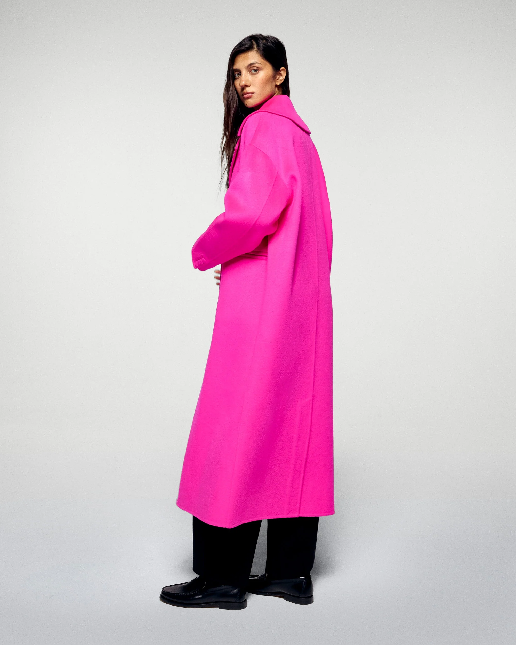 Outerwear Double-Breasted Coat (H25 / FEMME / Cosmic Pink) - Image 4