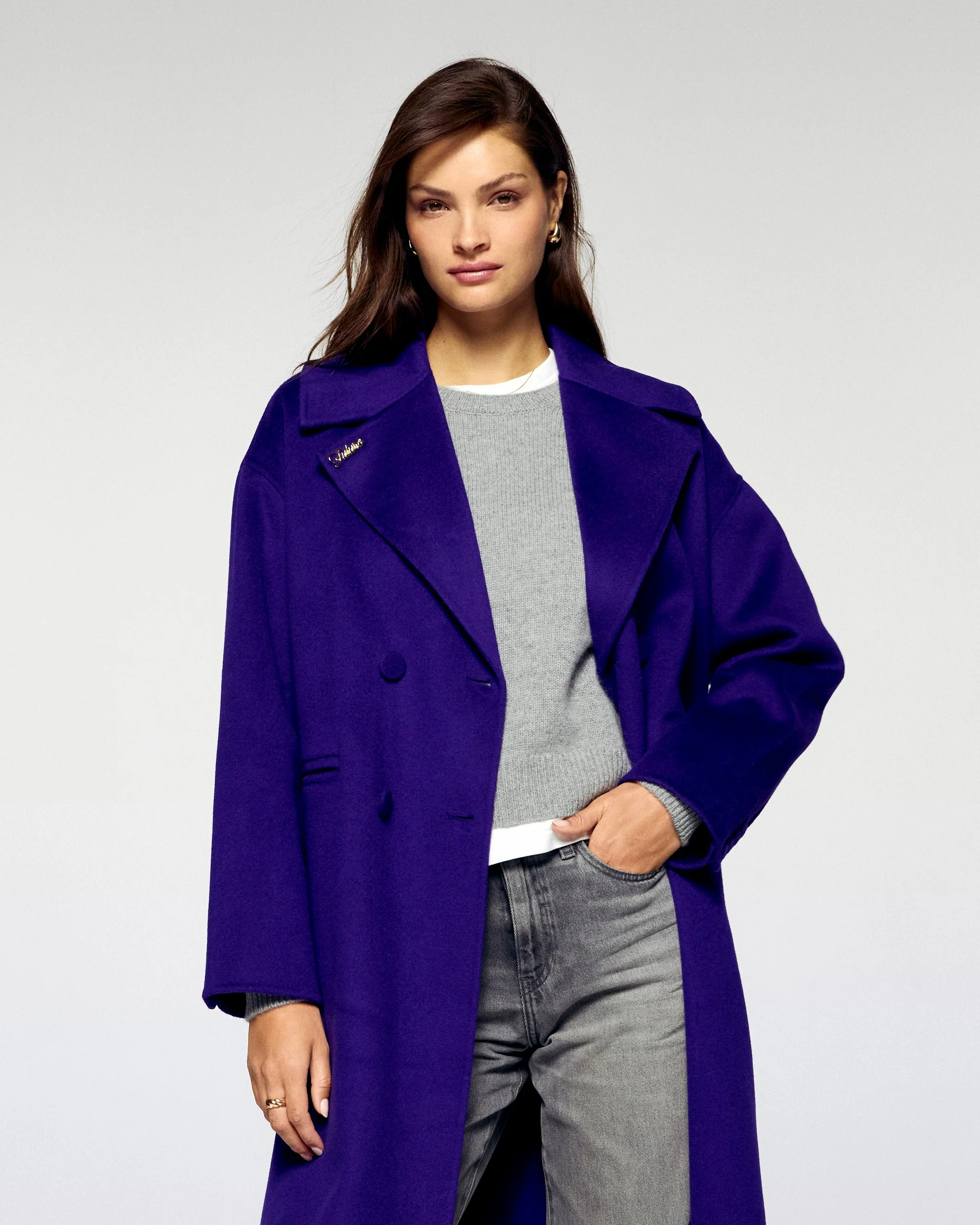Outerwear Double-Breasted Coat (H25 / FEMME / Velvet Purple) - Image 3