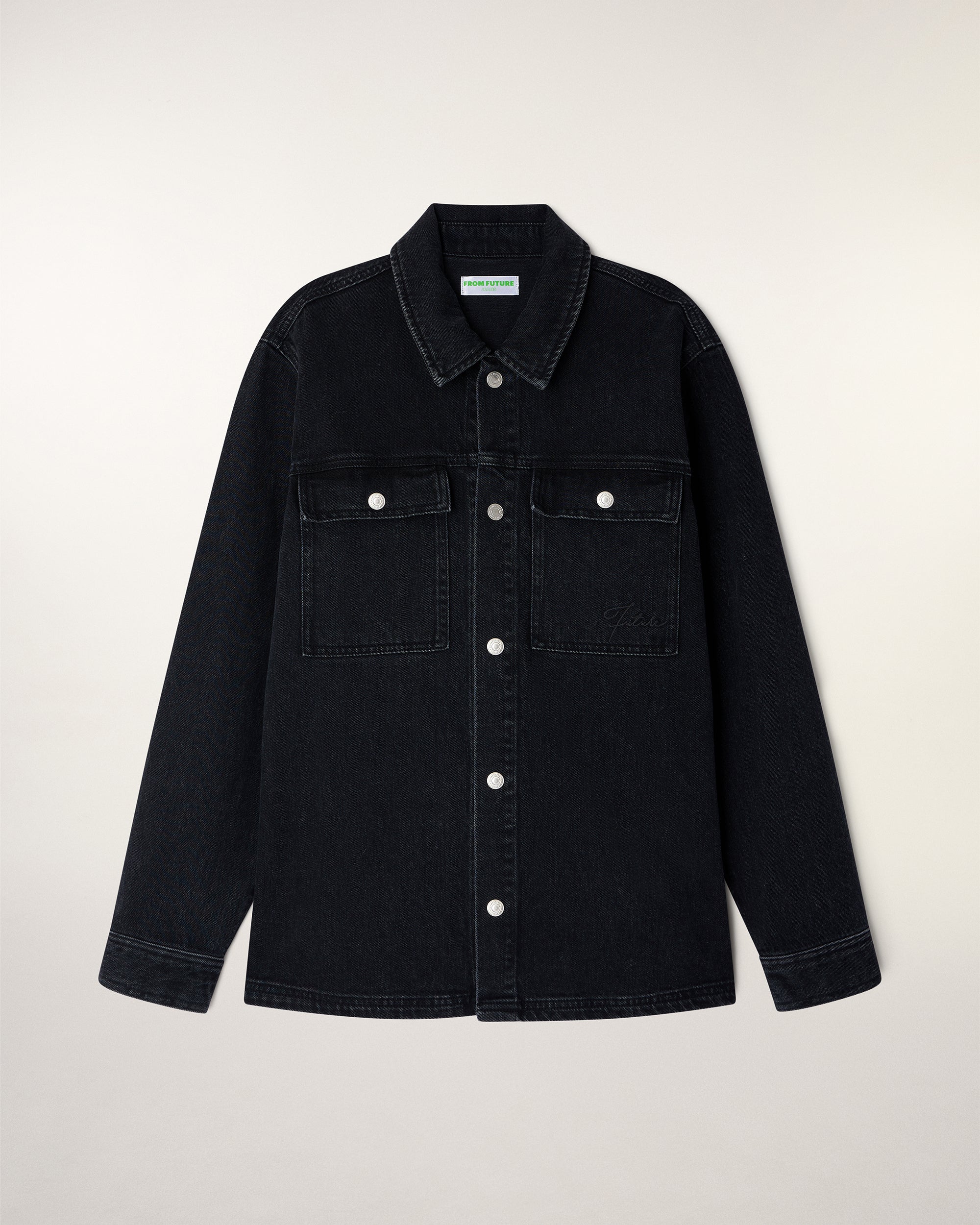 Outerwear Embroidered "Future" Overshirt (S26/ HOMME/ Washed Black) - Image 4