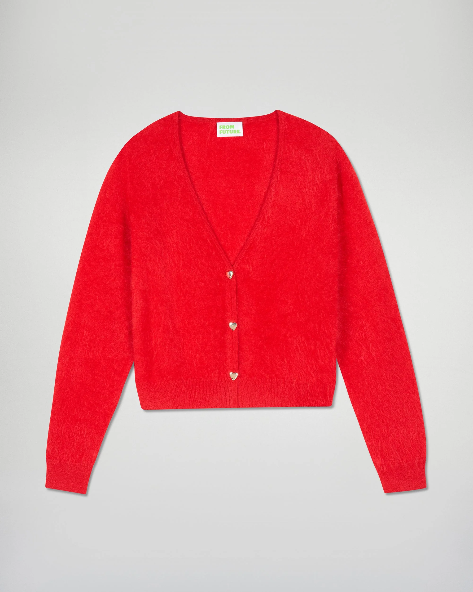 Brushed Cardigan Sweater (H25 / WOMEN / Hot Red) - Image 5