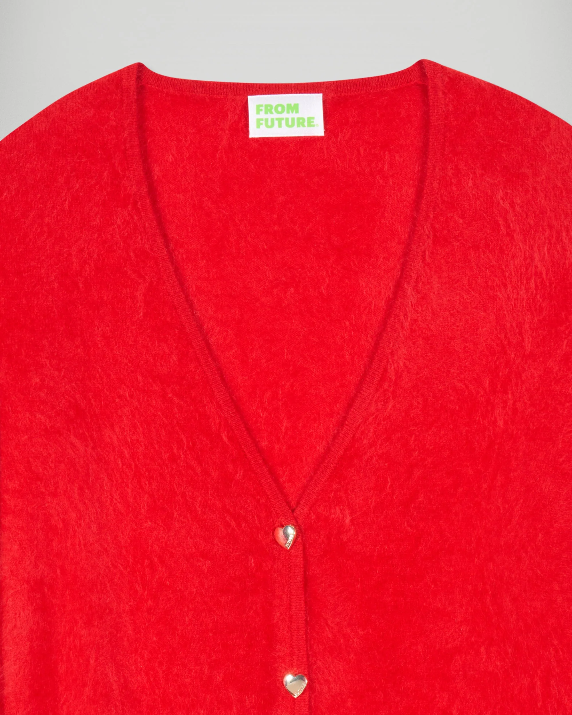 Brushed Cardigan Sweater (H25 / WOMEN / Hot Red) - Image 6