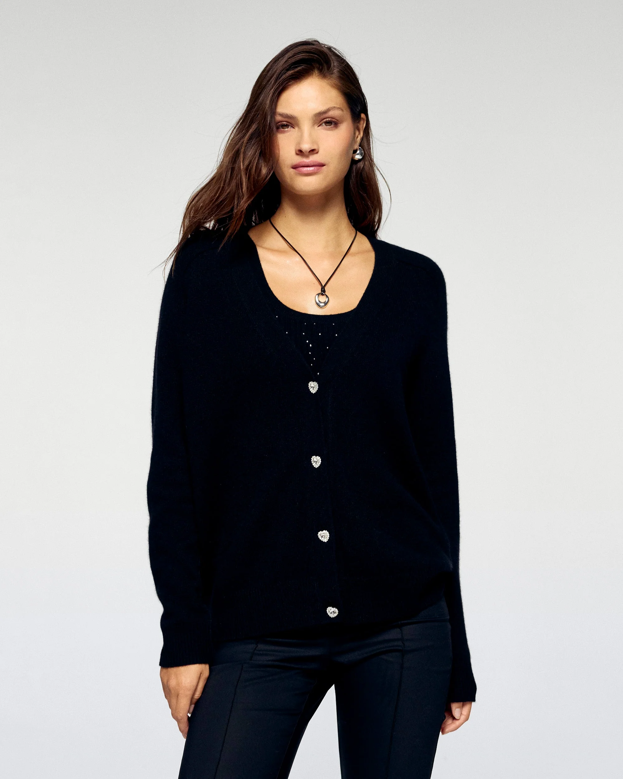 Cardigan sweater (H25 / FEMME / Black)