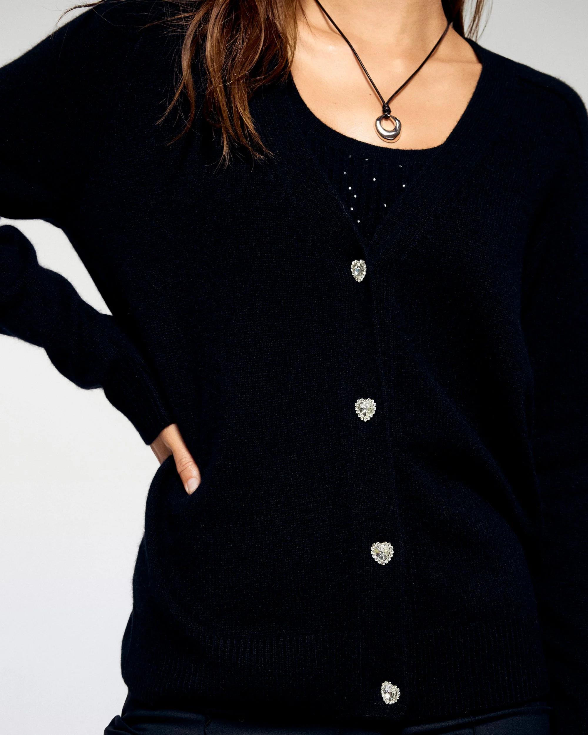 Cardigan sweater (H25 / FEMME / Black) - Image 3