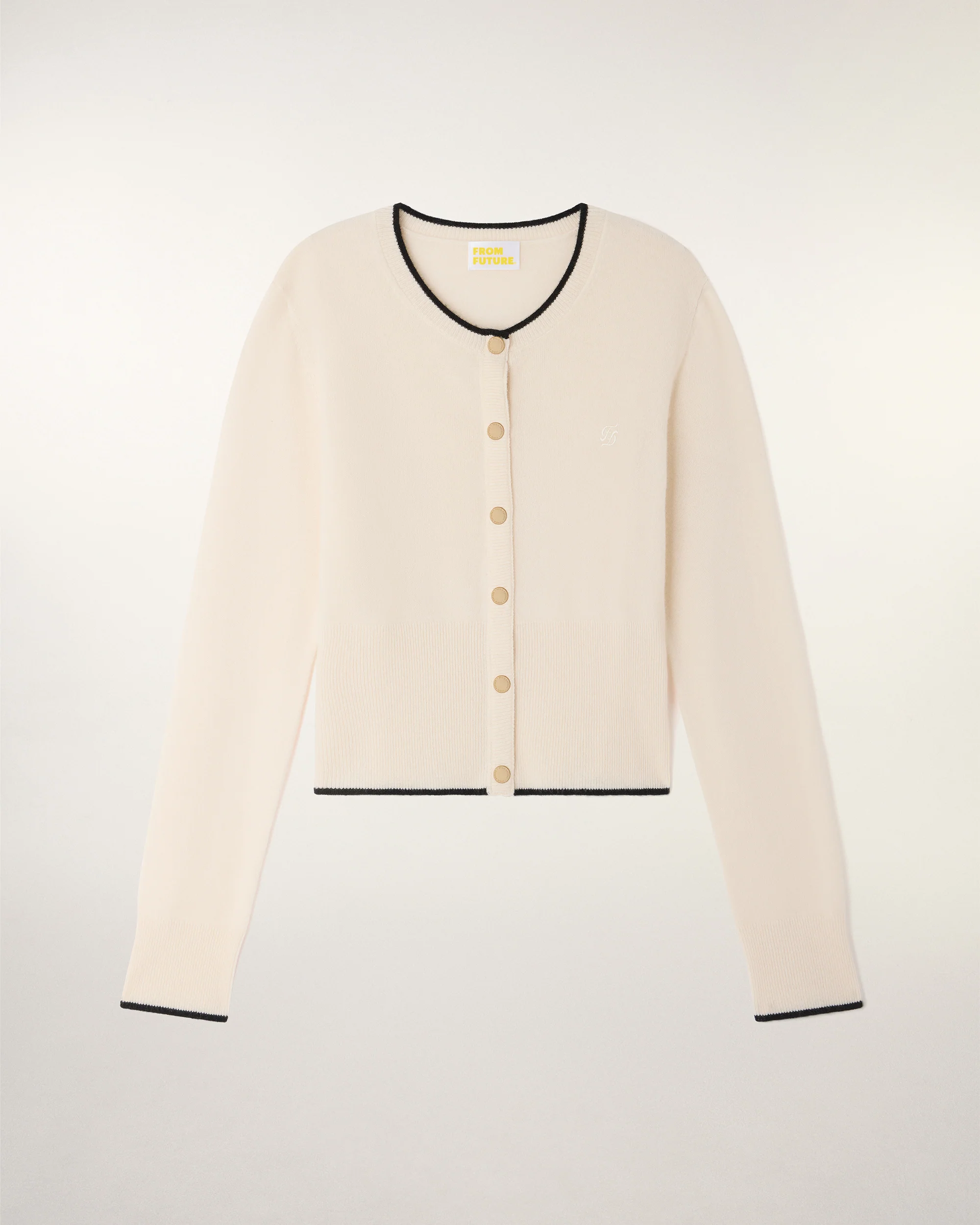 Contrast Trim Cashmere Cardigan (S26 / FEMME / Ecru) - Image 5