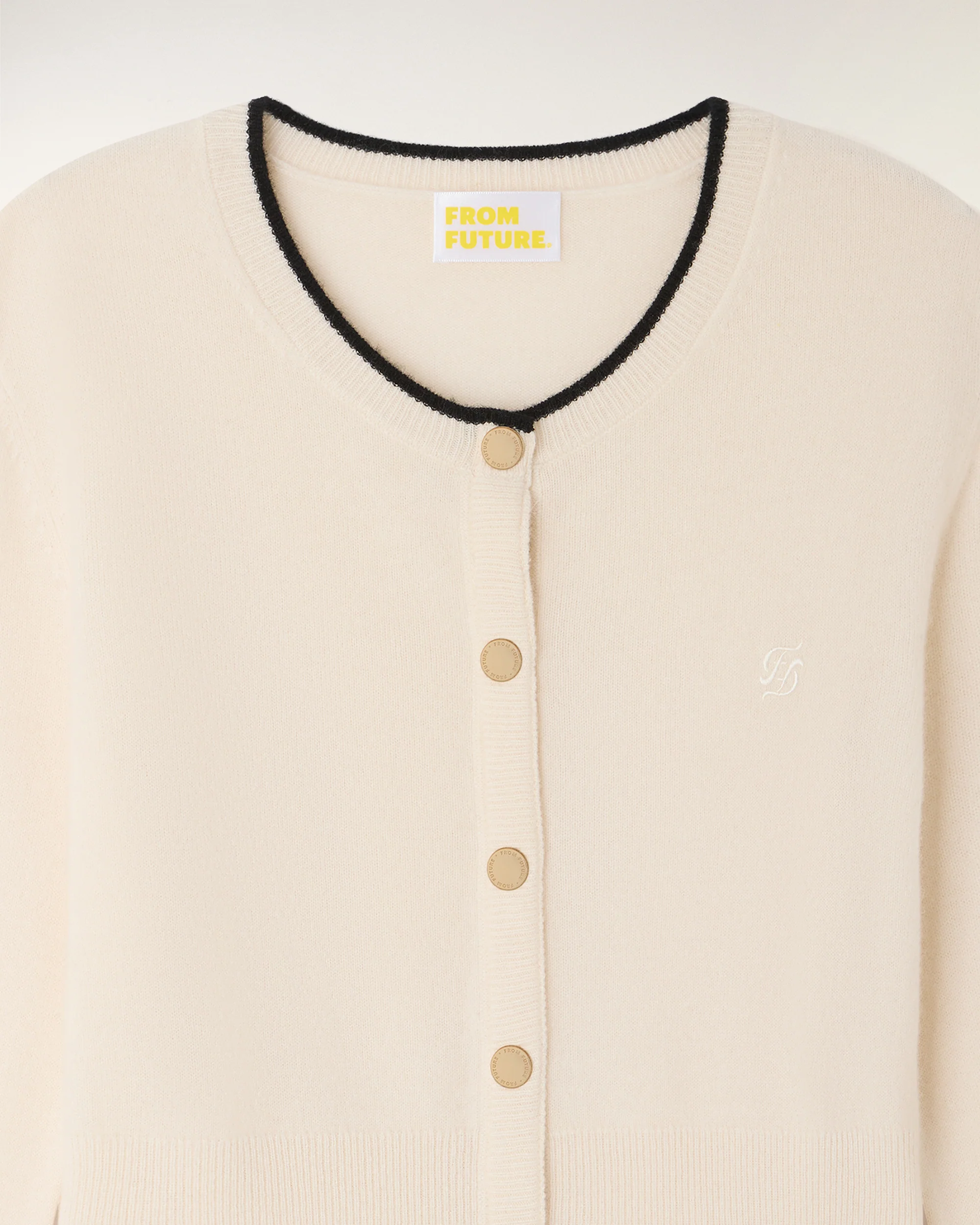 Contrast Trim Cashmere Cardigan (S26 / FEMME / Ecru) - Image 6