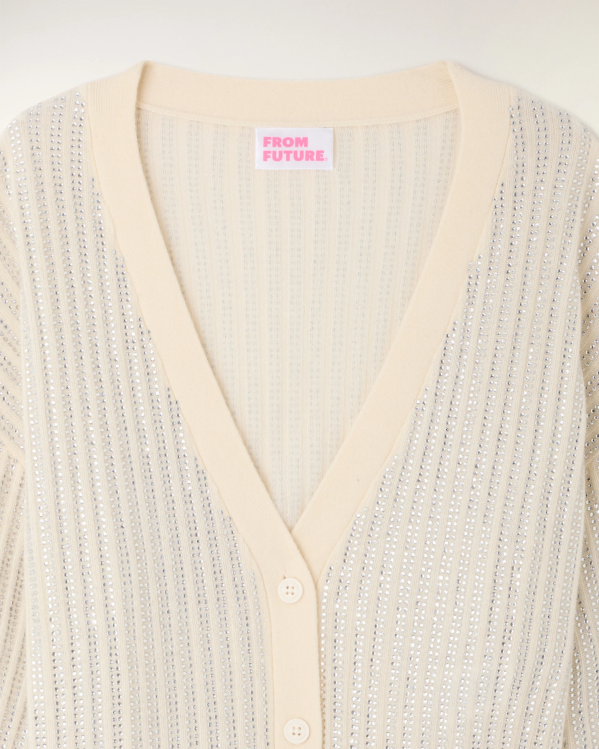Rhinestone Cardigan (S26 / FEMME / Ecru) - Image 6