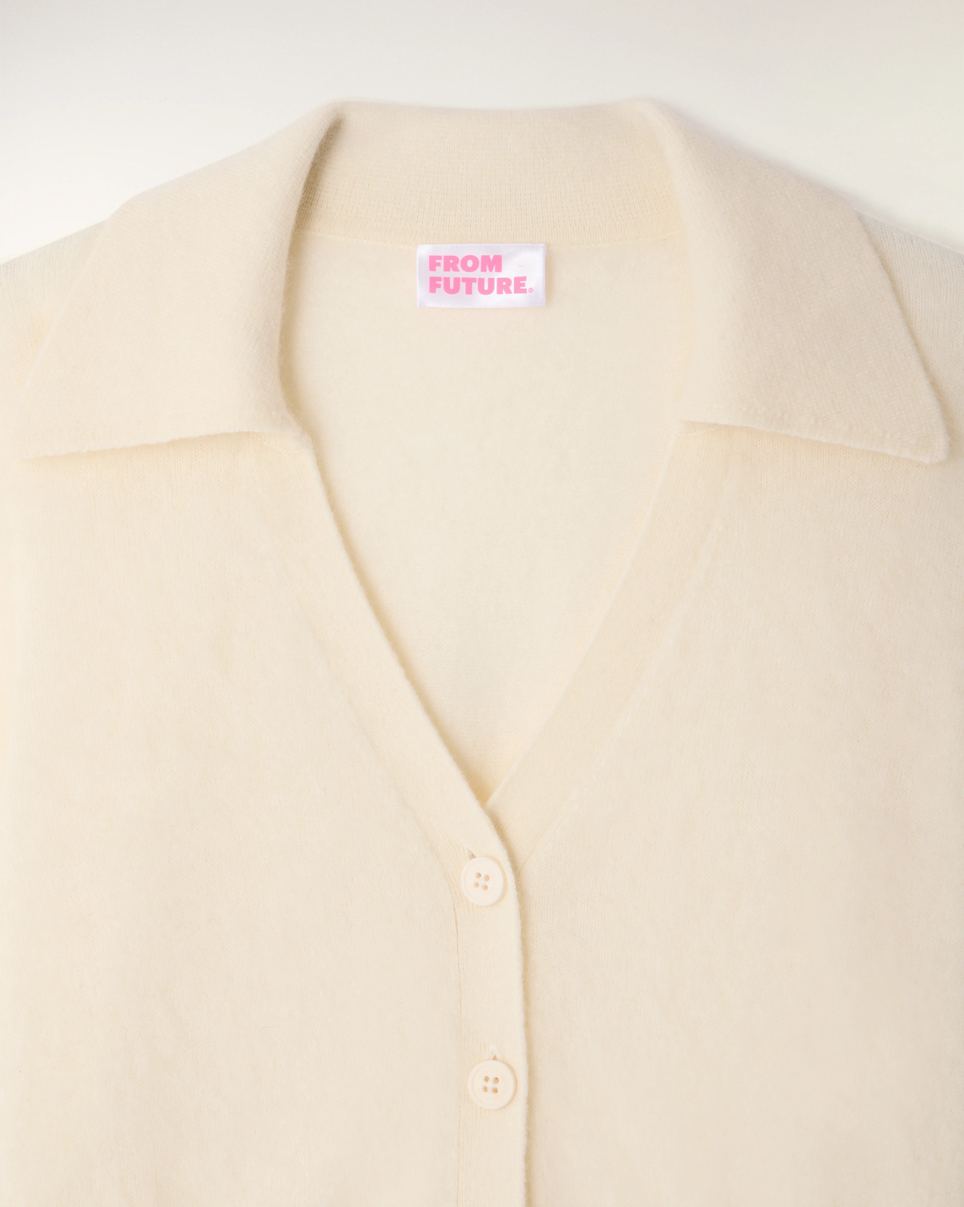 Brushed Cashmere Ribbed Cardigan with Embroidered Logo (S26 / FEMME / Ecru) - Image 6