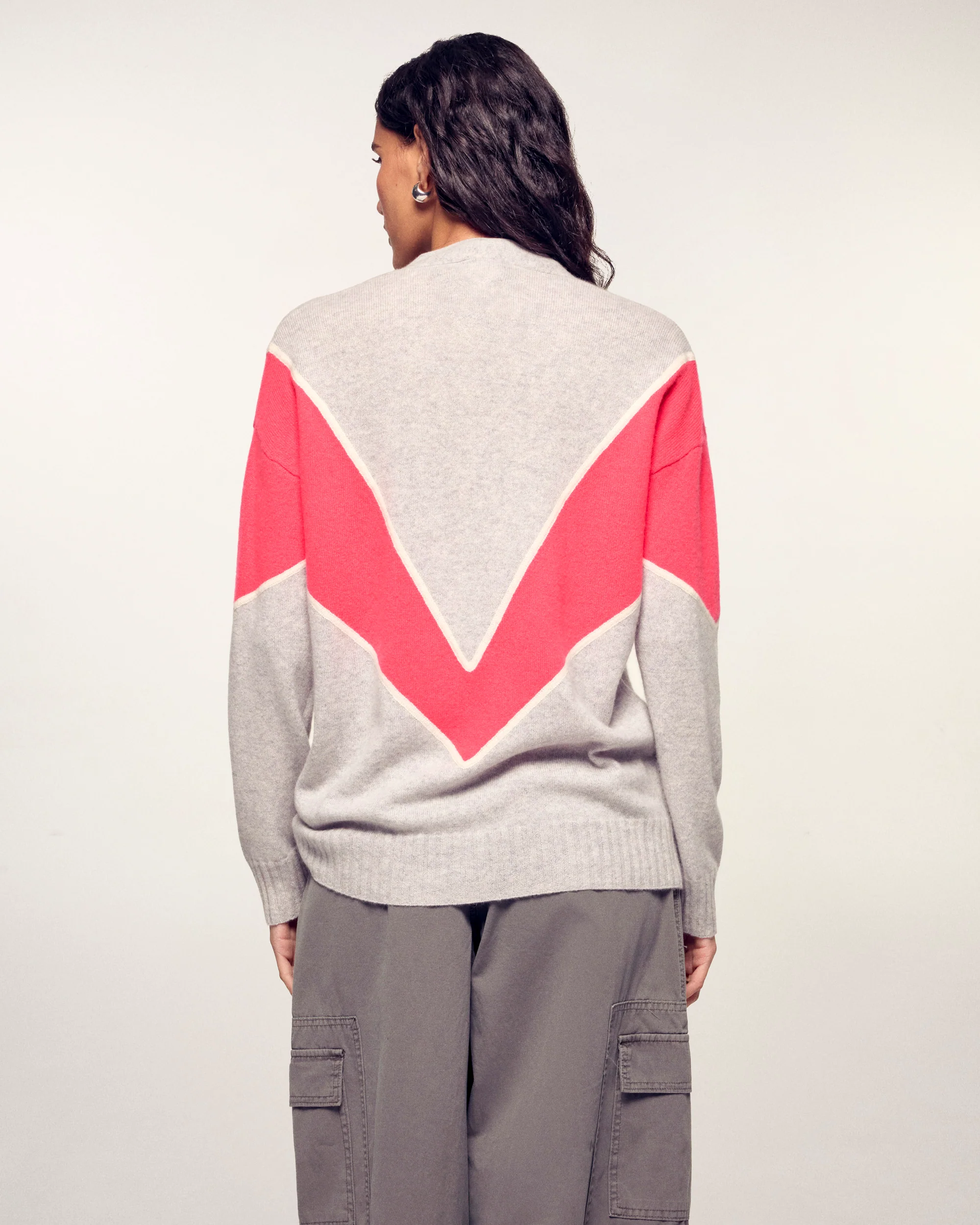 Striped Cashmere Cardigan (S26 / FEMME / Gris chiné clair) - Image 4
