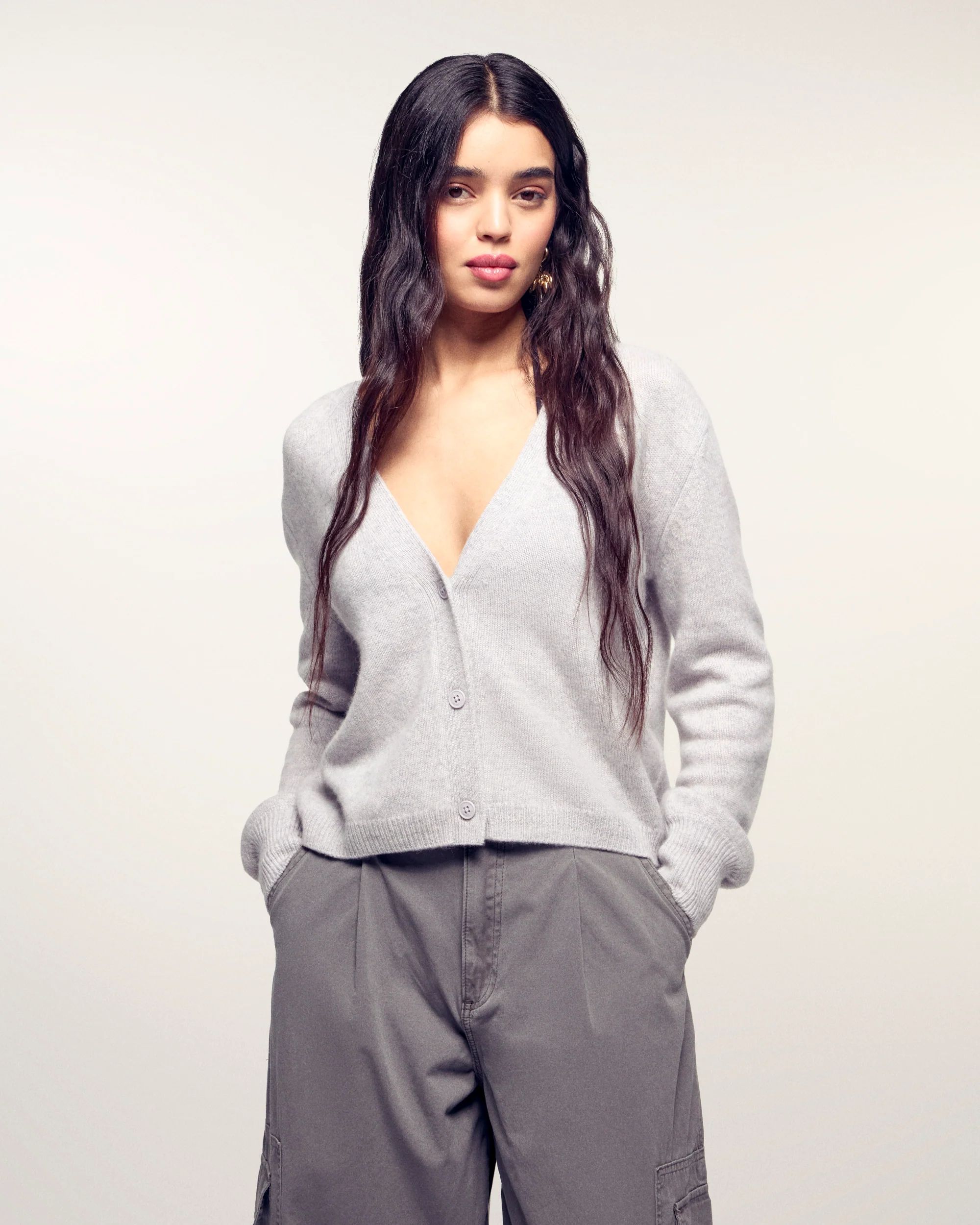 Cardigan Sweater (S26 / FEMME / Gris Chiné Clair)
