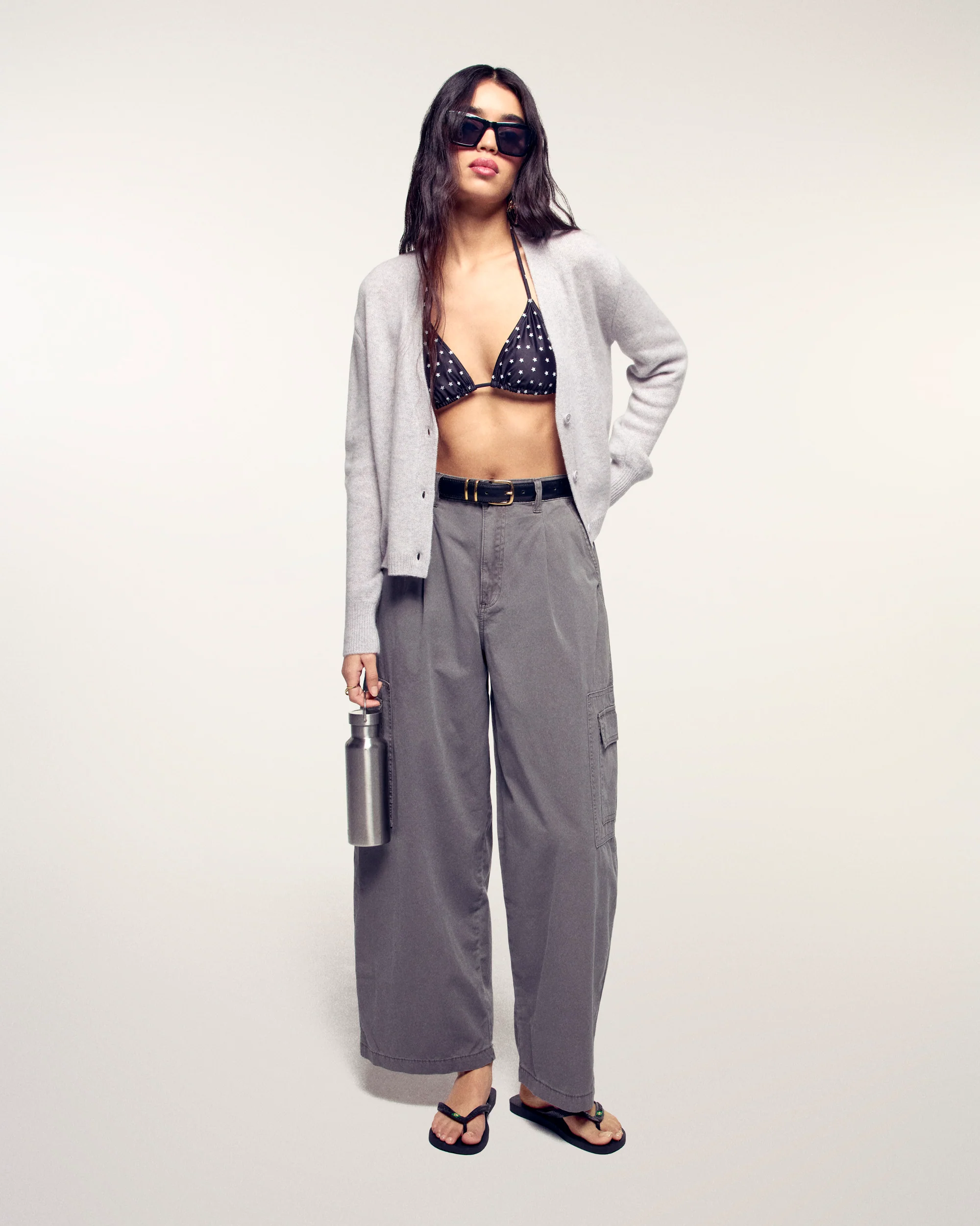 Cardigan Sweater (S26 / FEMME / Gris Chiné Clair) - Image 3