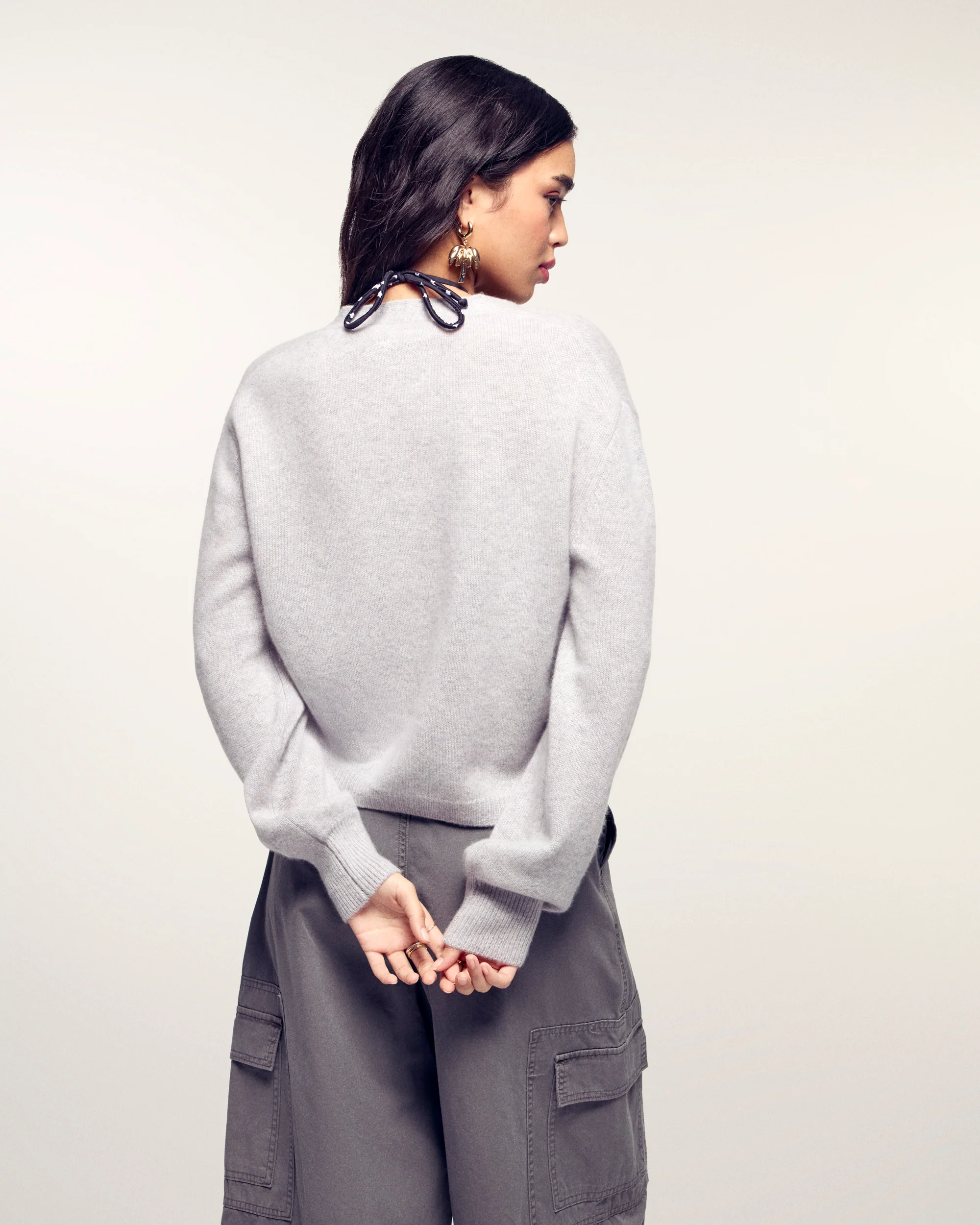 Cardigan Sweater (S26 / FEMME / Gris Chiné Clair) - Image 4