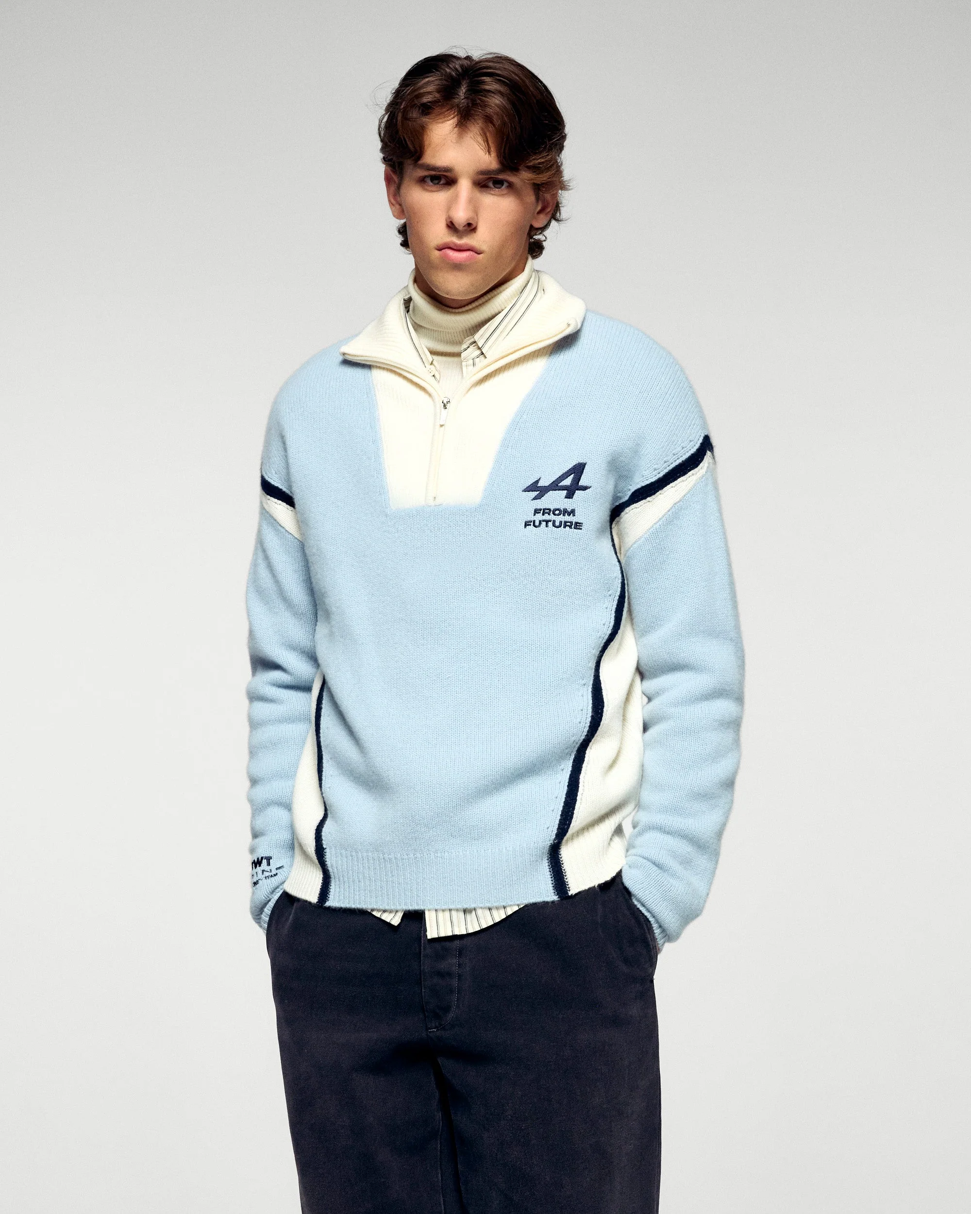 Quarter Zip Neck Sweater Alpine (H25 / MEN / Grey Blue) - Image 2
