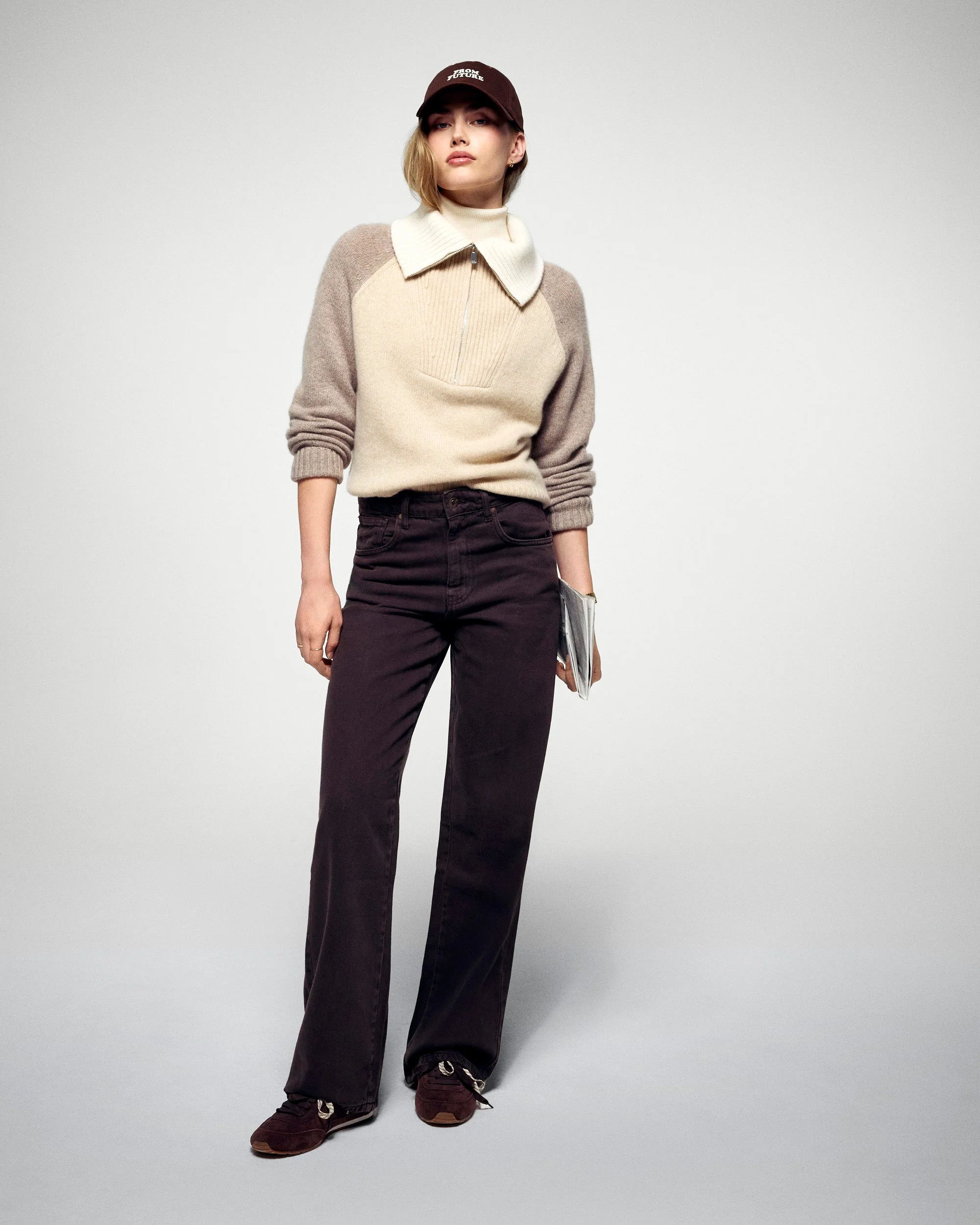 Quarter Zip Neck Sweater (H25 / FEMME / Heather Gray) - Image 3