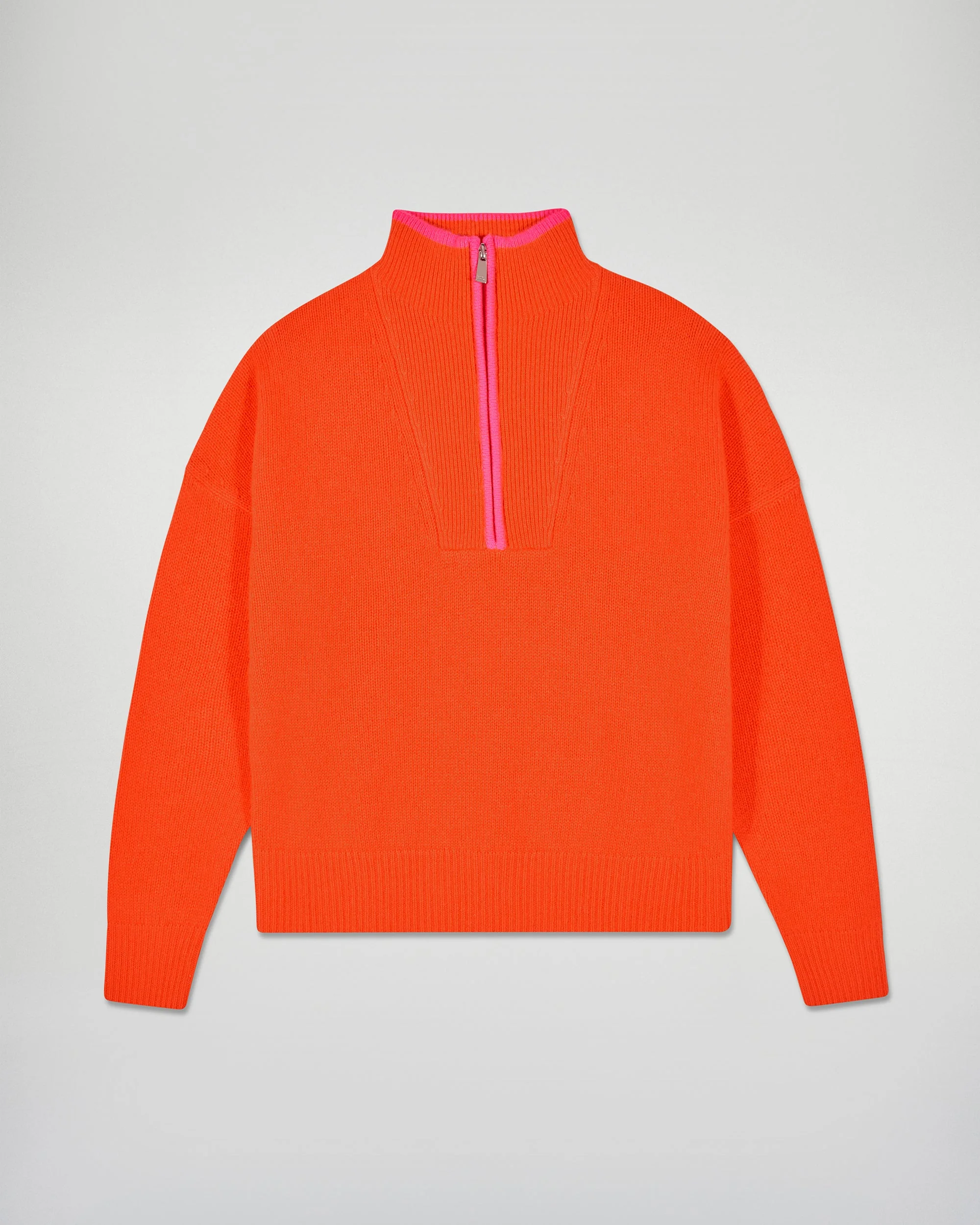 Zip Neck Sweater with Contrast Trims (H25 / FEMME / Cosmic Orange) - Image 6