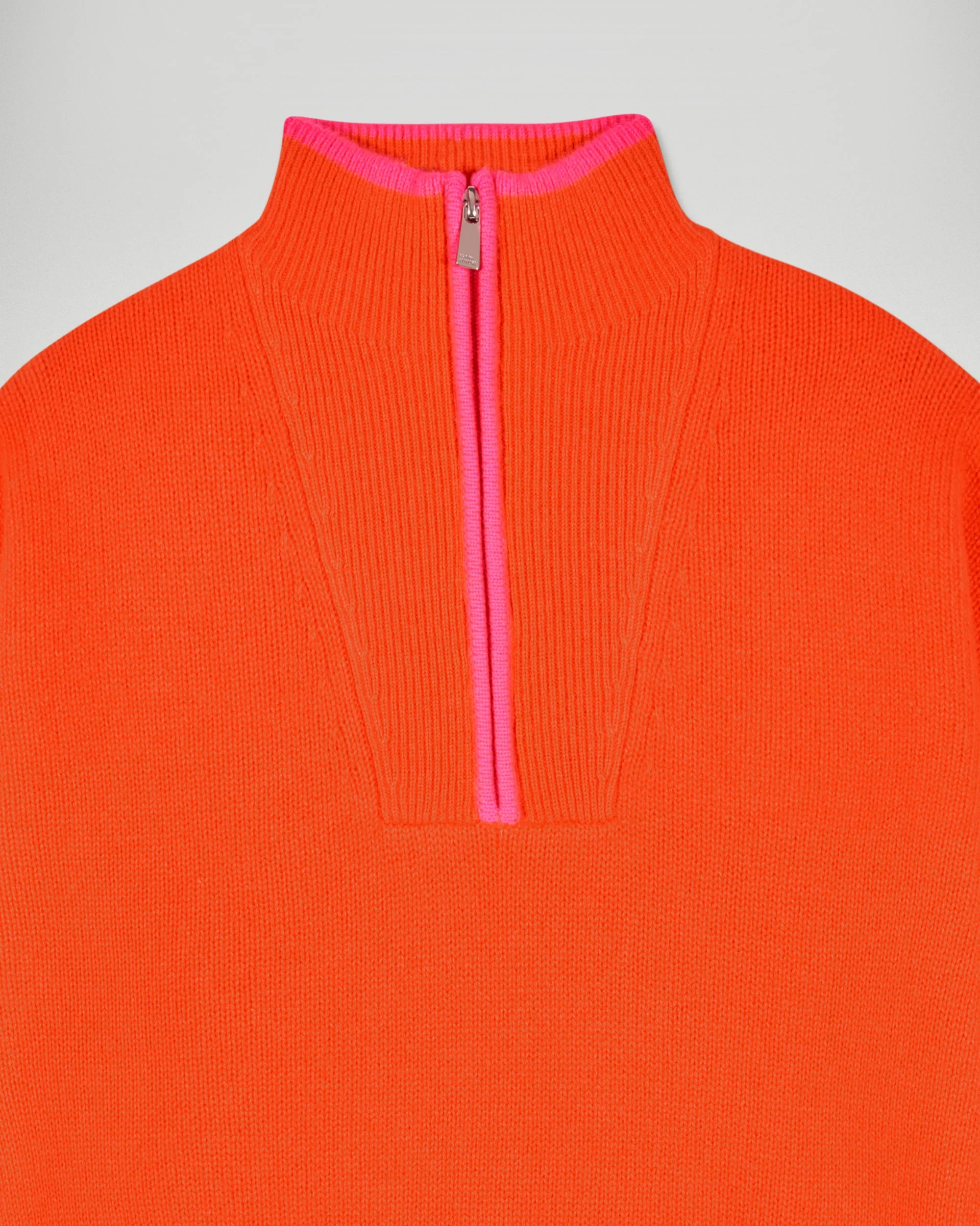 Zip Neck Sweater with Contrast Trims (H25 / FEMME / Cosmic Orange) - Image 7