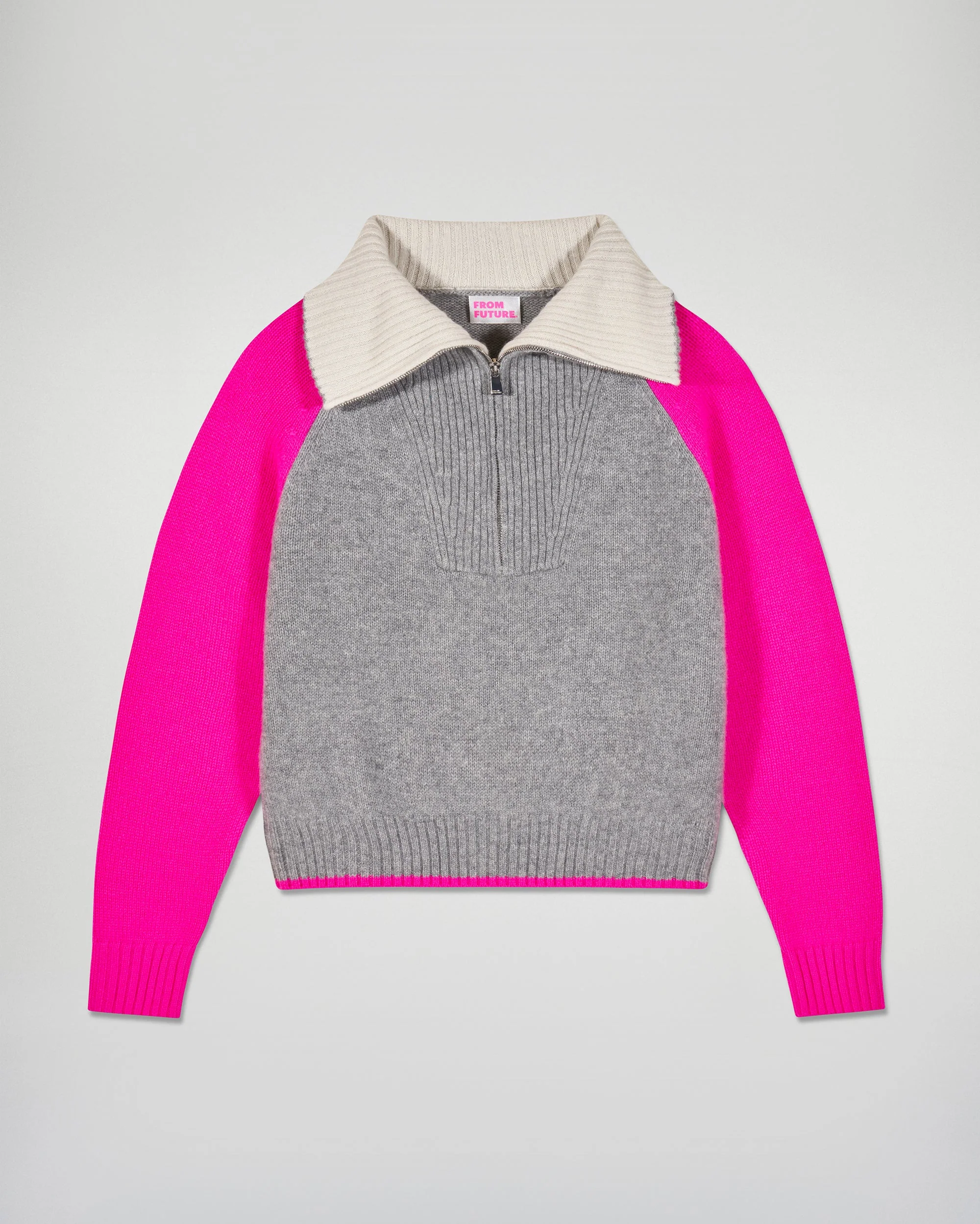 Quarter Zip Neck Sweater (H25 / FEMME / Dark Heather Gray) - Image 6