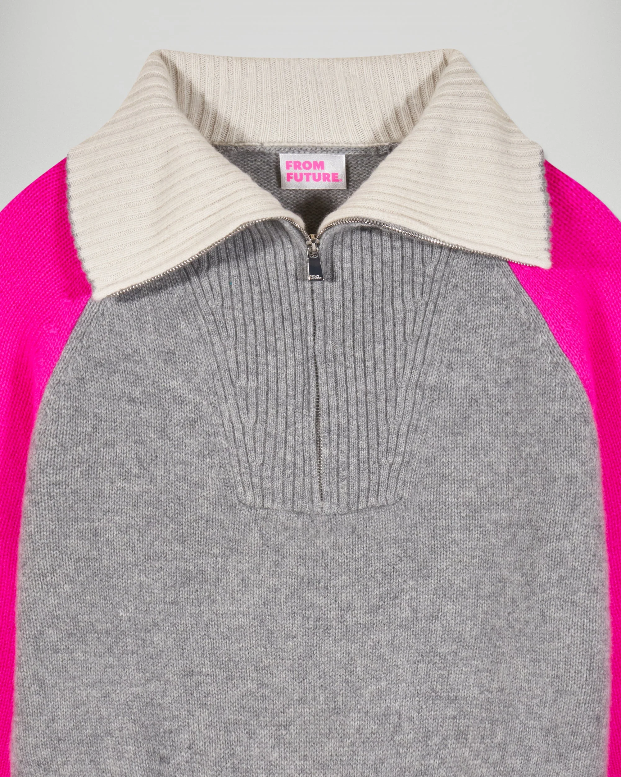 Quarter Zip Neck Sweater (H25 / FEMME / Dark Heather Gray) - Image 7
