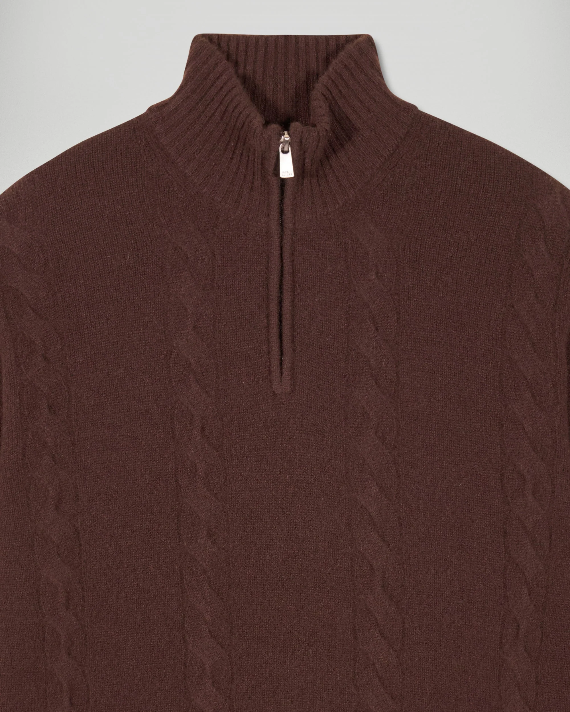 Cable Knit Quarter Zip Neck Sweater (H25 / HOMME / Chocolate) - Image 6