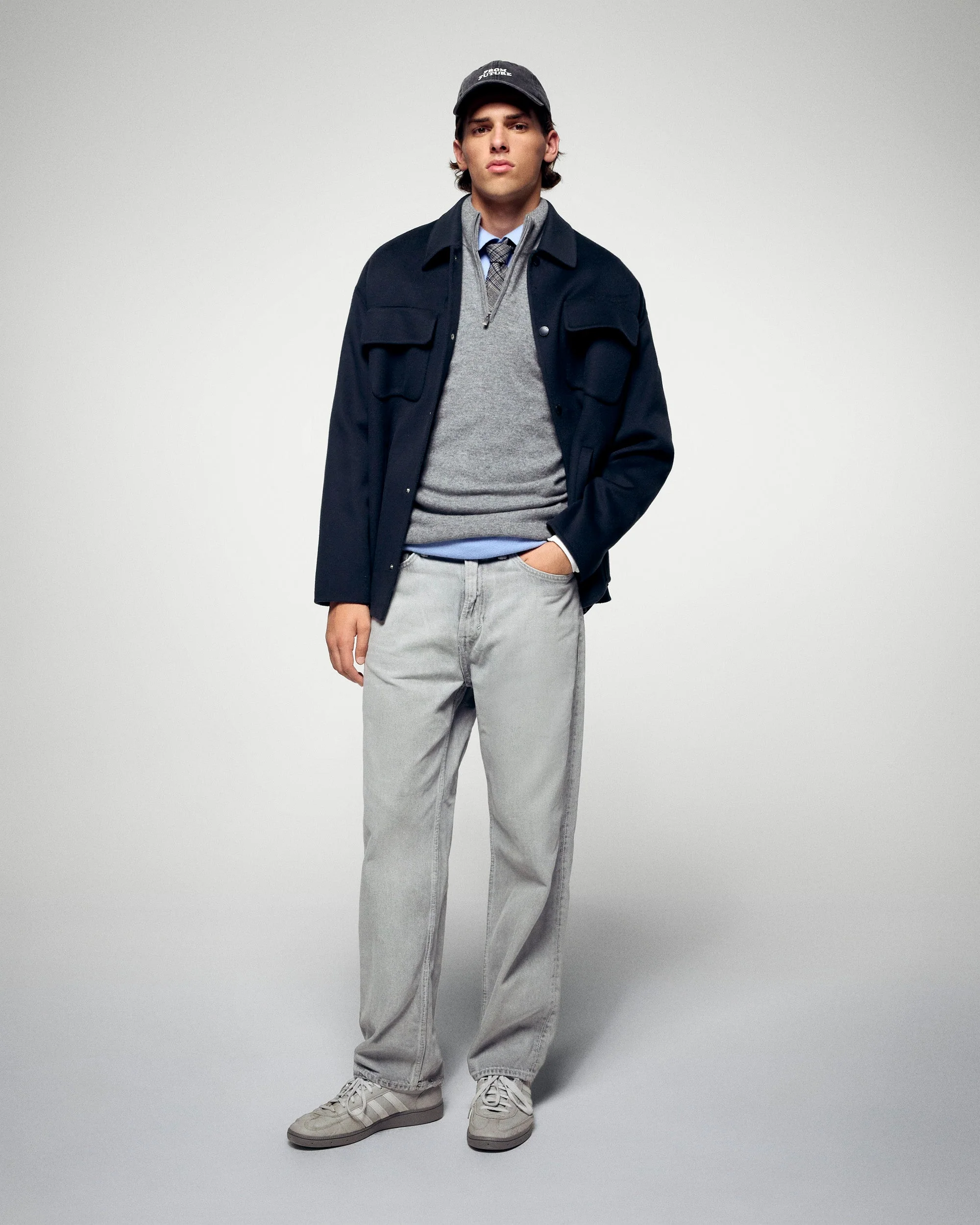 Quarter-Zip Neck Sweater (H25 / HOMME / Dark Heather Gray)