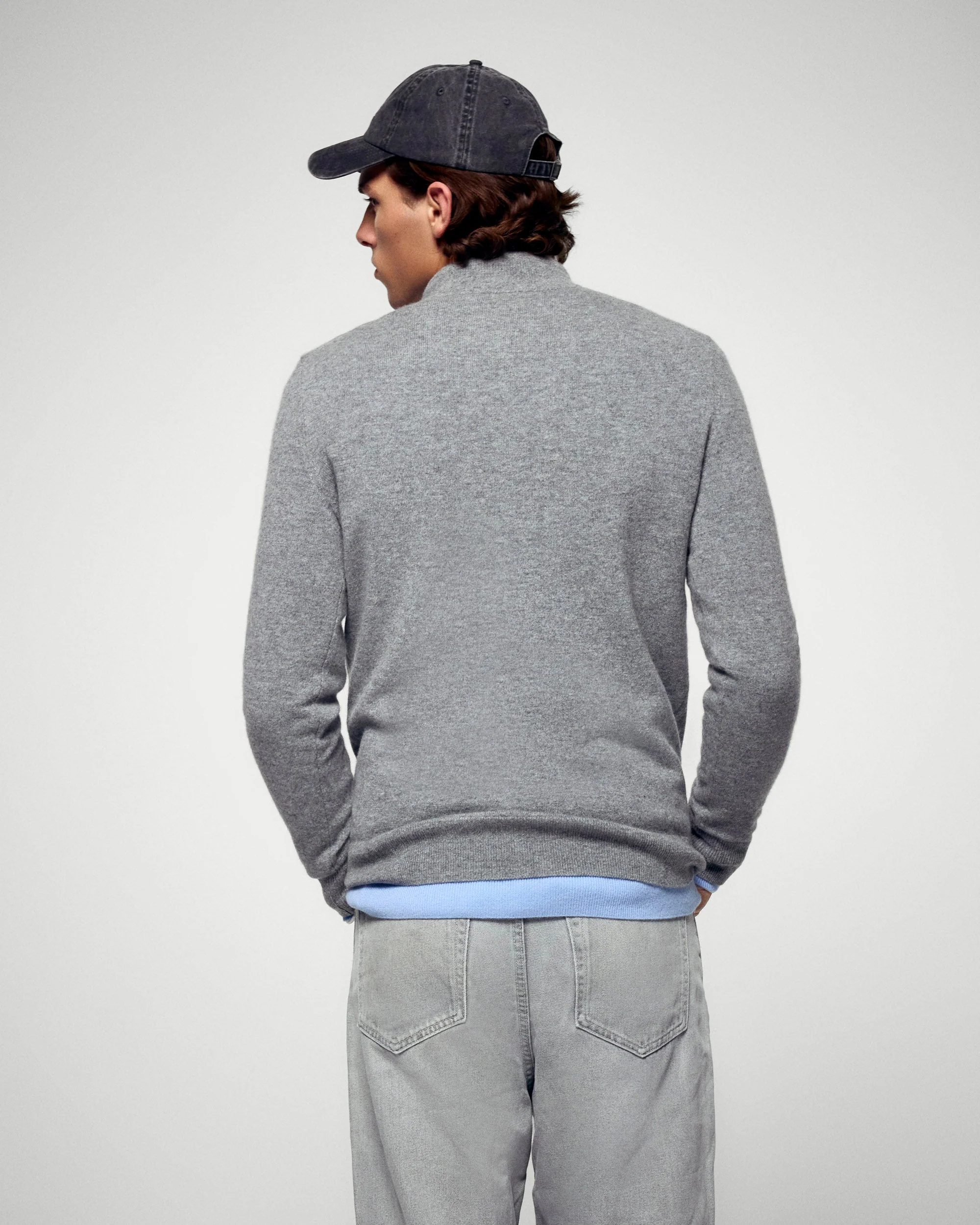 Quarter-Zip Neck Sweater (H25 / HOMME / Dark Heather Gray) - Image 3