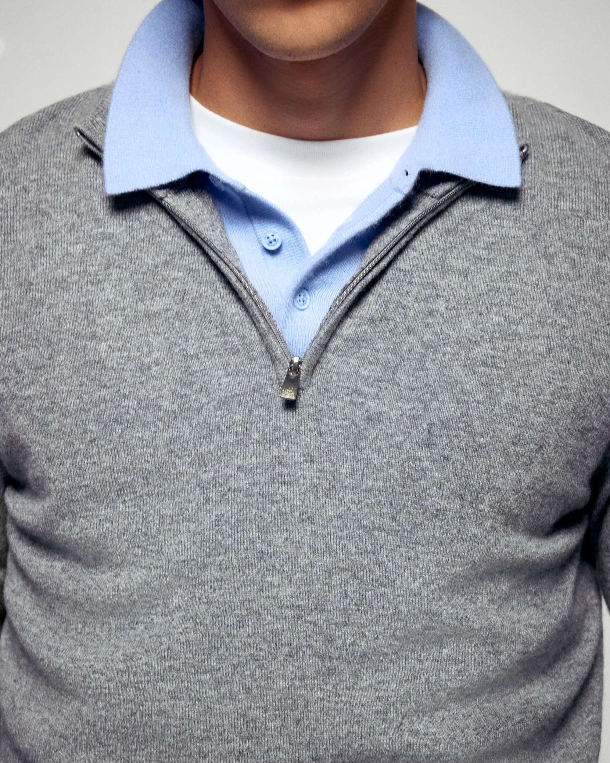 Quarter-Zip Neck Sweater (H25 / HOMME / Dark Heather Gray) - Image 4