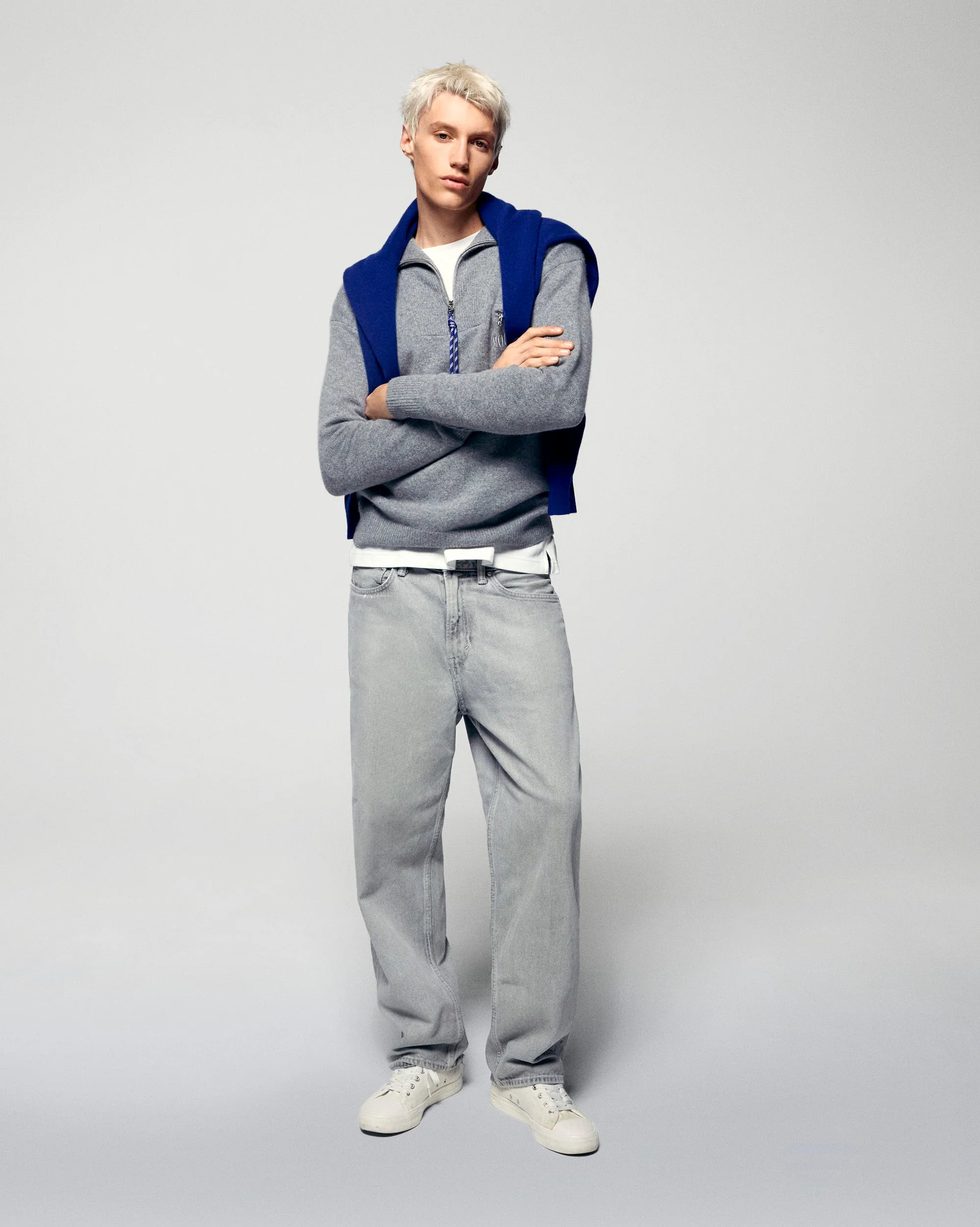 Quarter-Zip Neck Sweater Mount Future Ski Club (H25 / HOMME / Gris Chiné Foncé) - Image 3