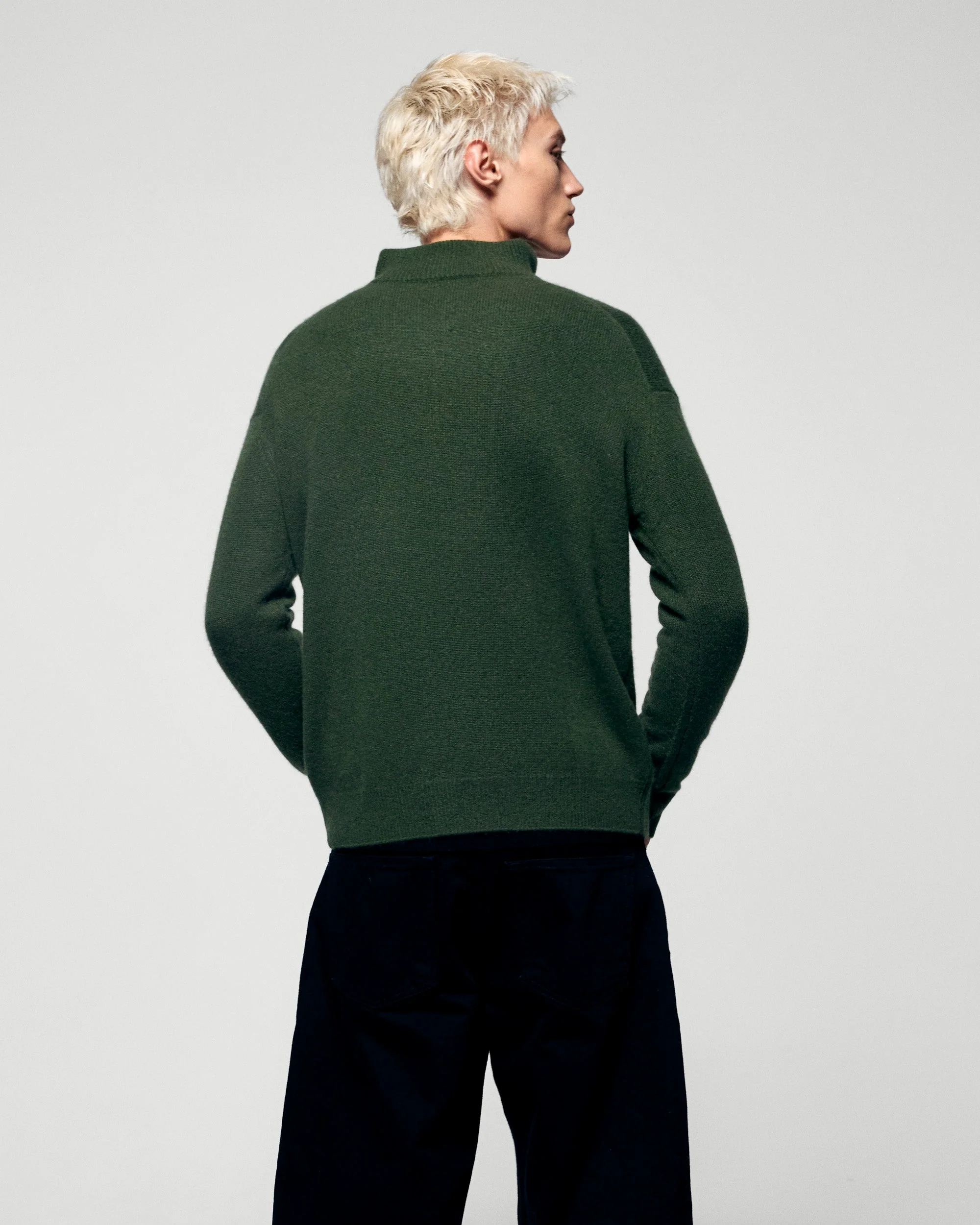 Quarter Zip Neck Sweater (H25 / HOMME / Khaki) - Image 4