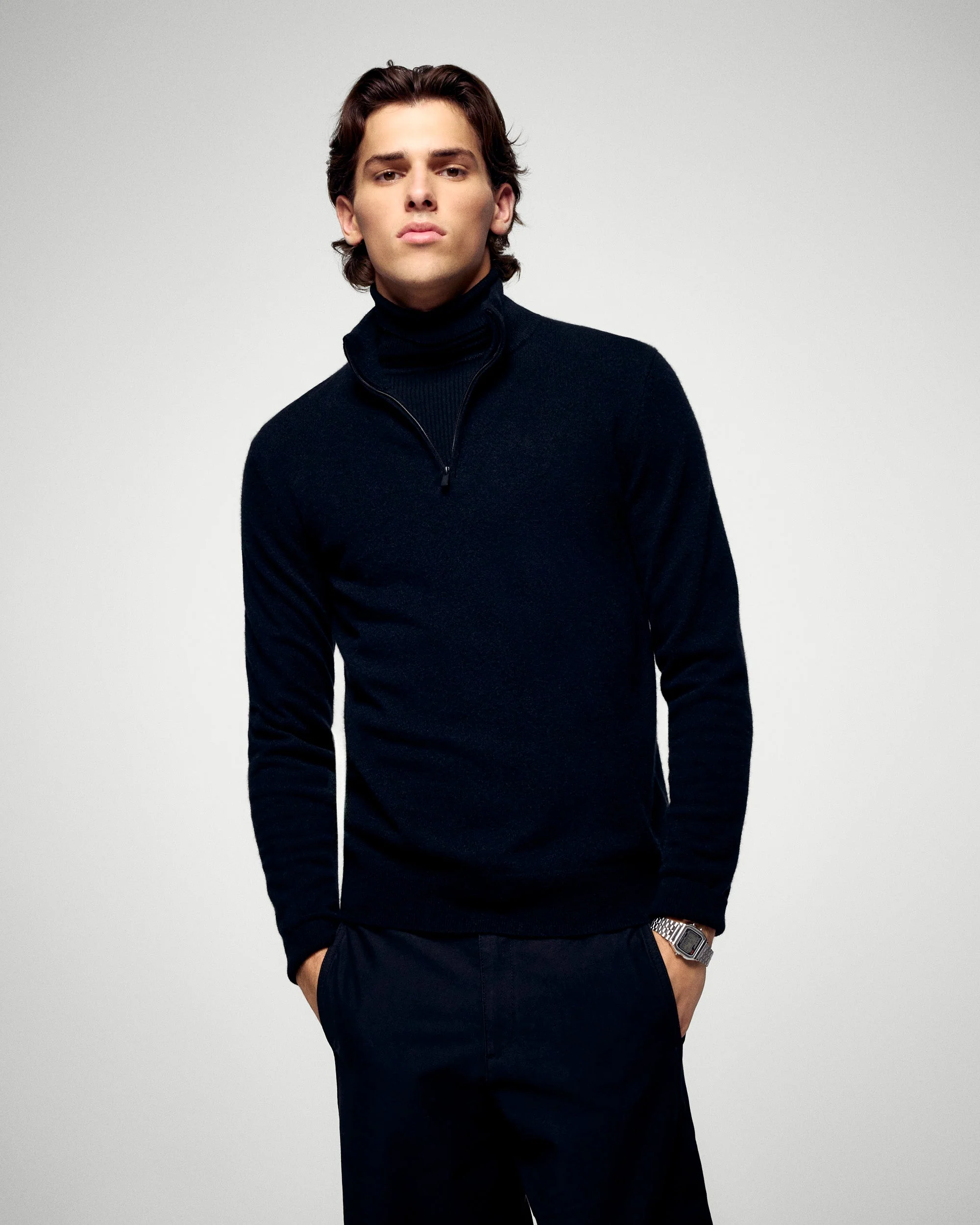 Quarter-Zip Neck Sweater (H25 / HOMME / Black) - Image 2