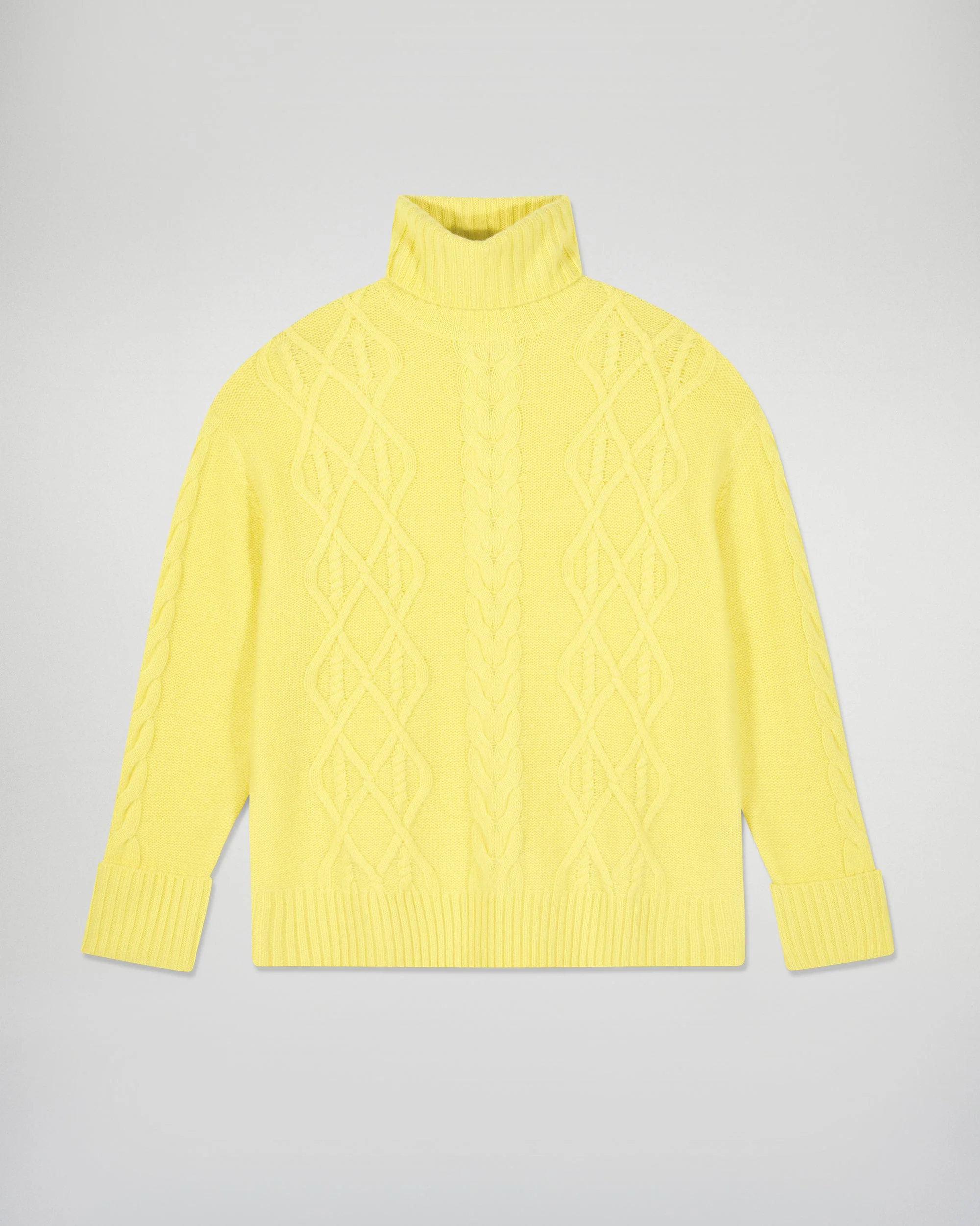 Cable-knit Turtleneck Sweater (H25 / FEMME / Creamy Yellow) - Image 3