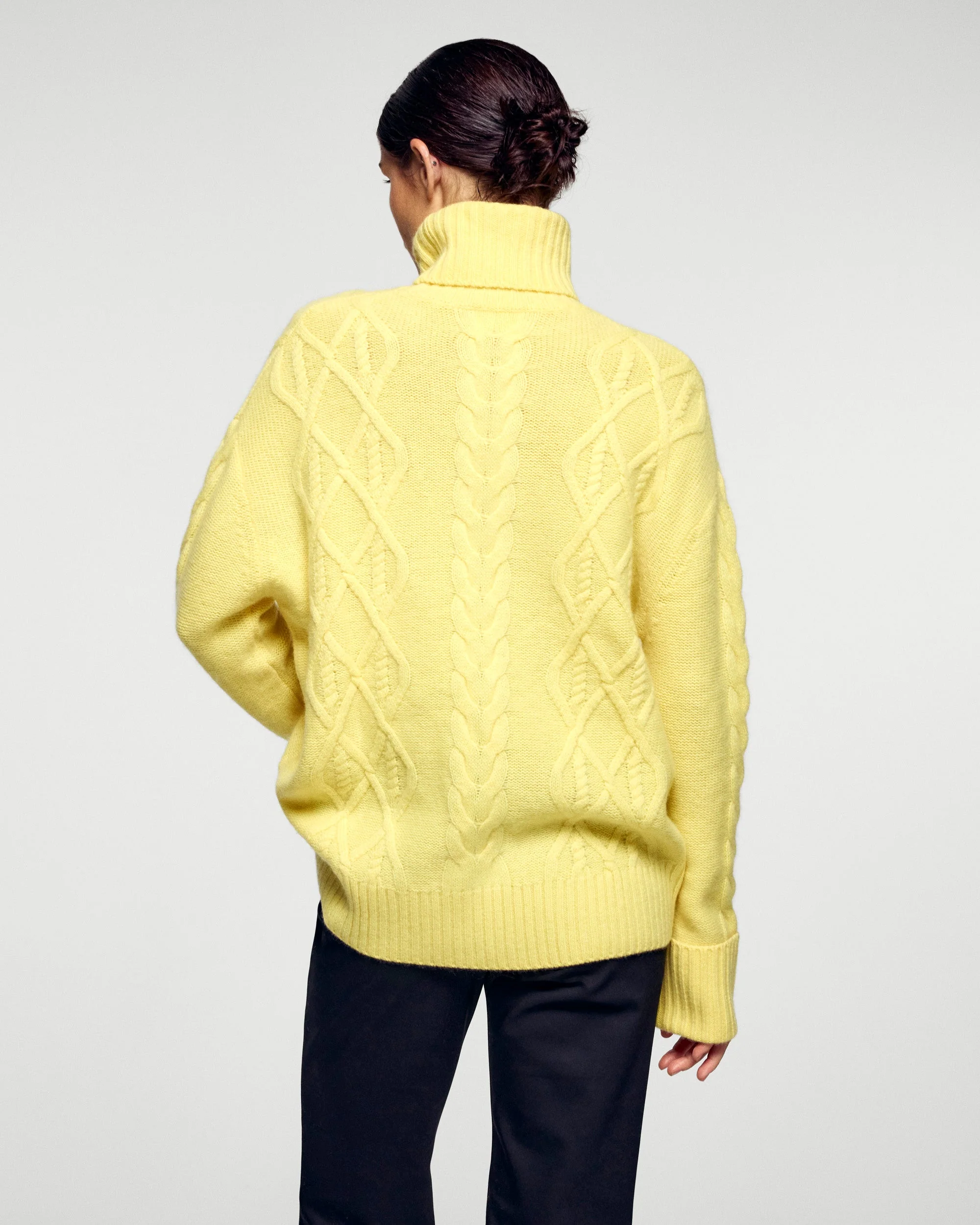 Cable-knit Turtleneck Sweater (H25 / FEMME / Creamy Yellow) - Image 5