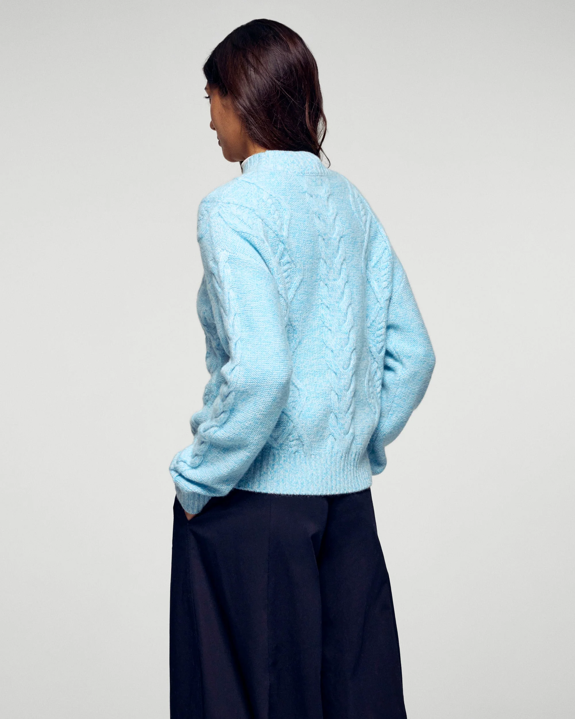 Cable Knit Mock Neck Sweater (H25 / FEMME / Fairytale Blue) - Image 4