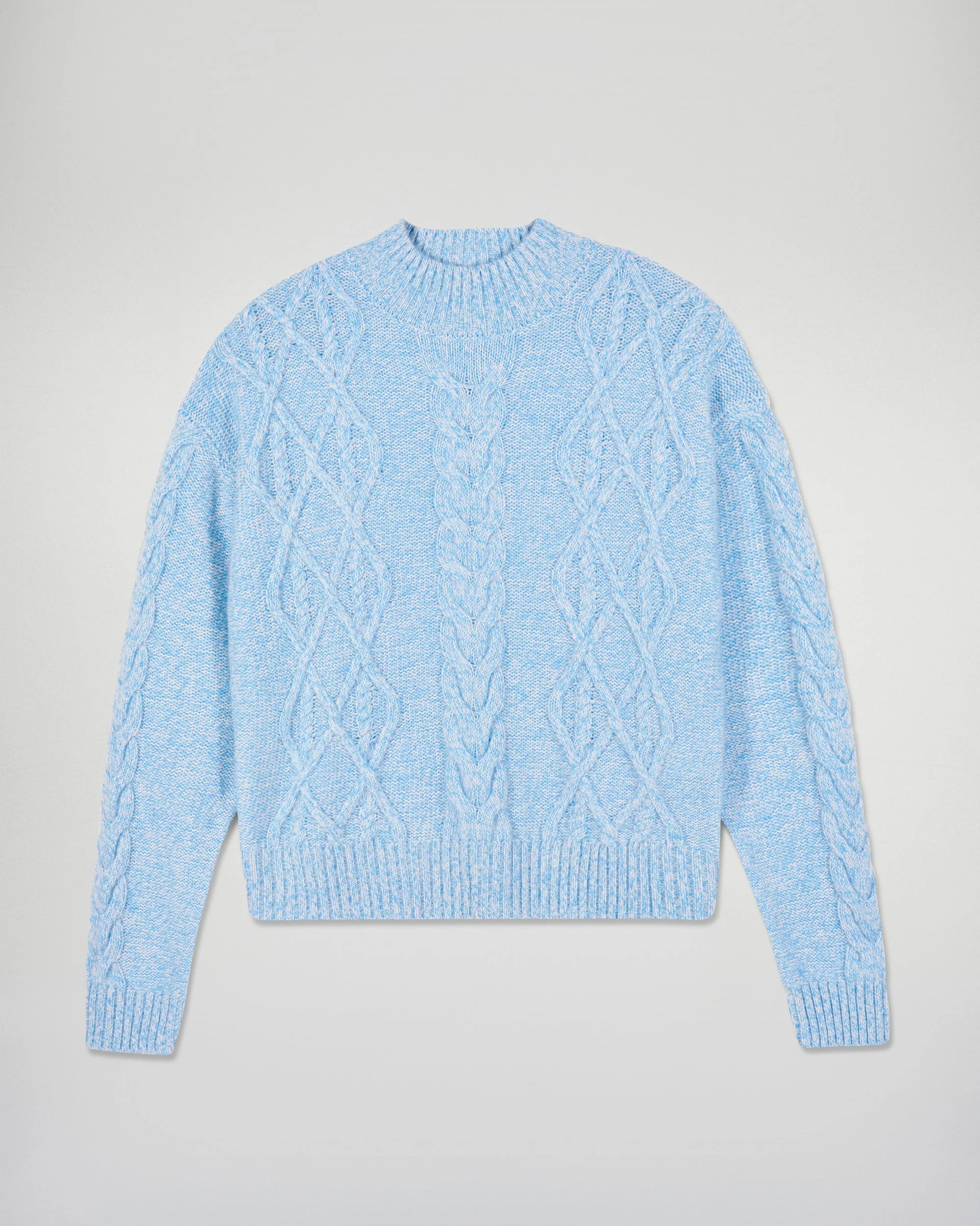 Cable Knit Mock Neck Sweater (H25 / FEMME / Fairytale Blue) - Image 5