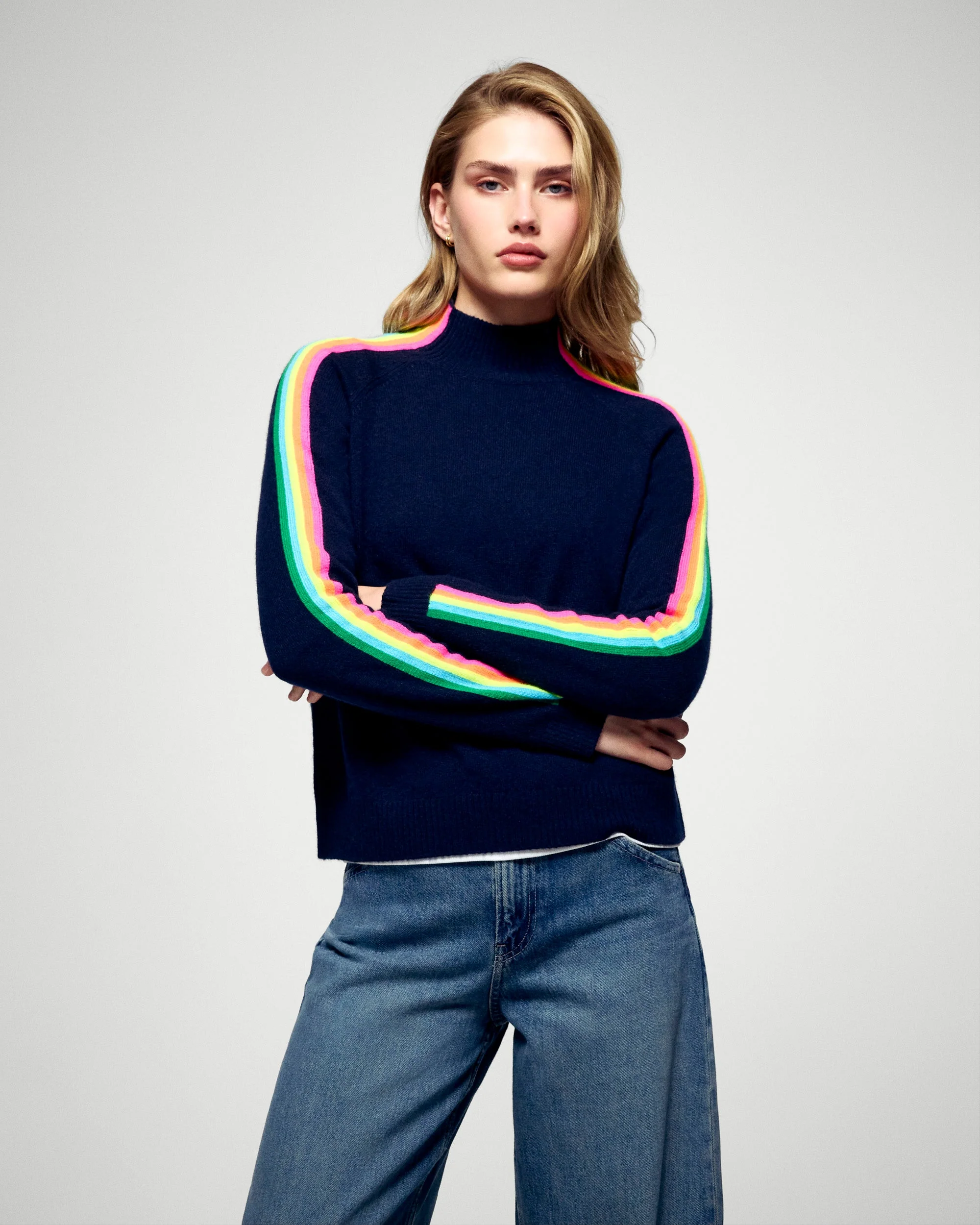 Mock Neck Sweater (H25 / FEMME / Navy) - Image 3