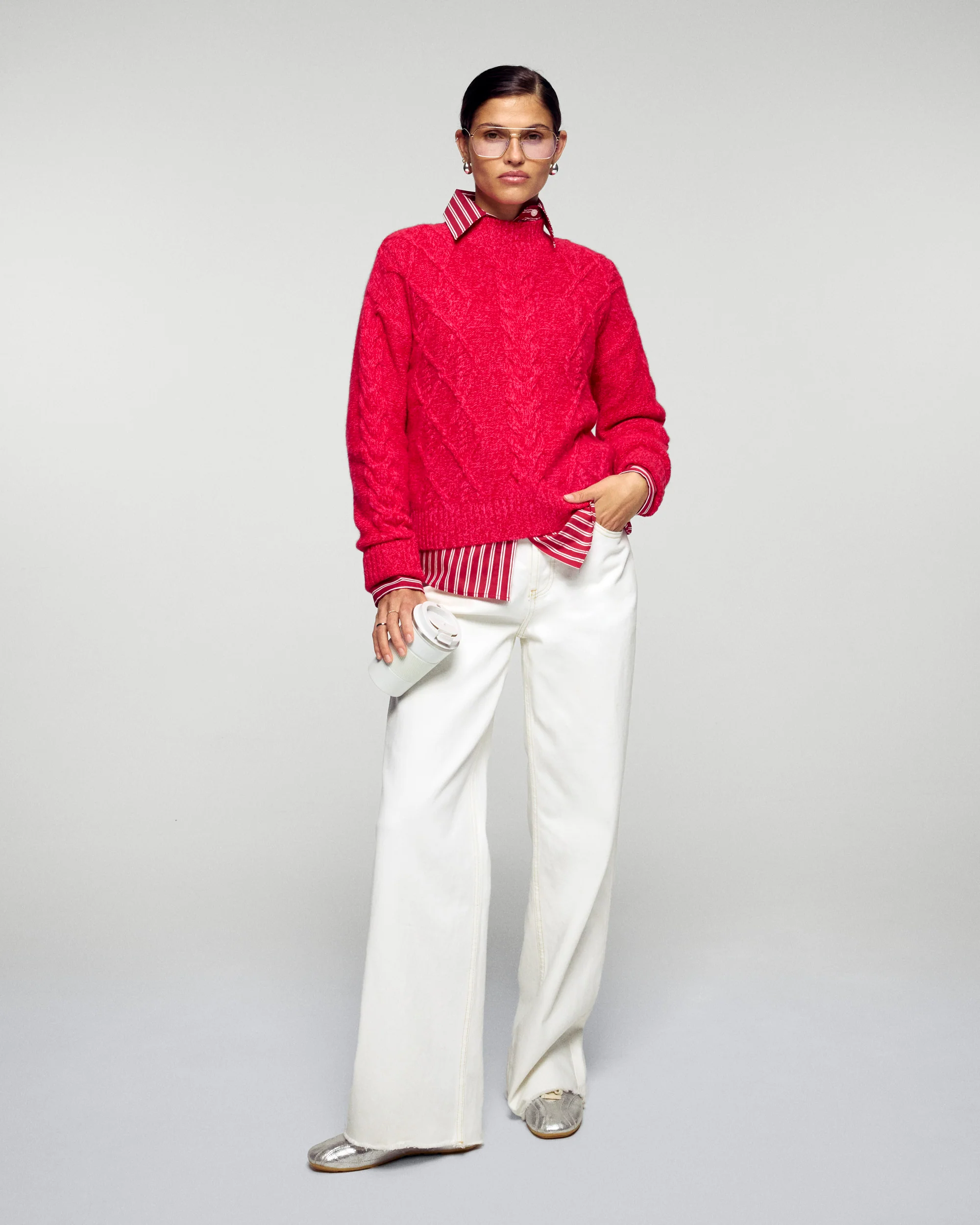Cable Knit Mock Neck Sweater (H25 / FEMME / Scarlett Passio) - Image 4