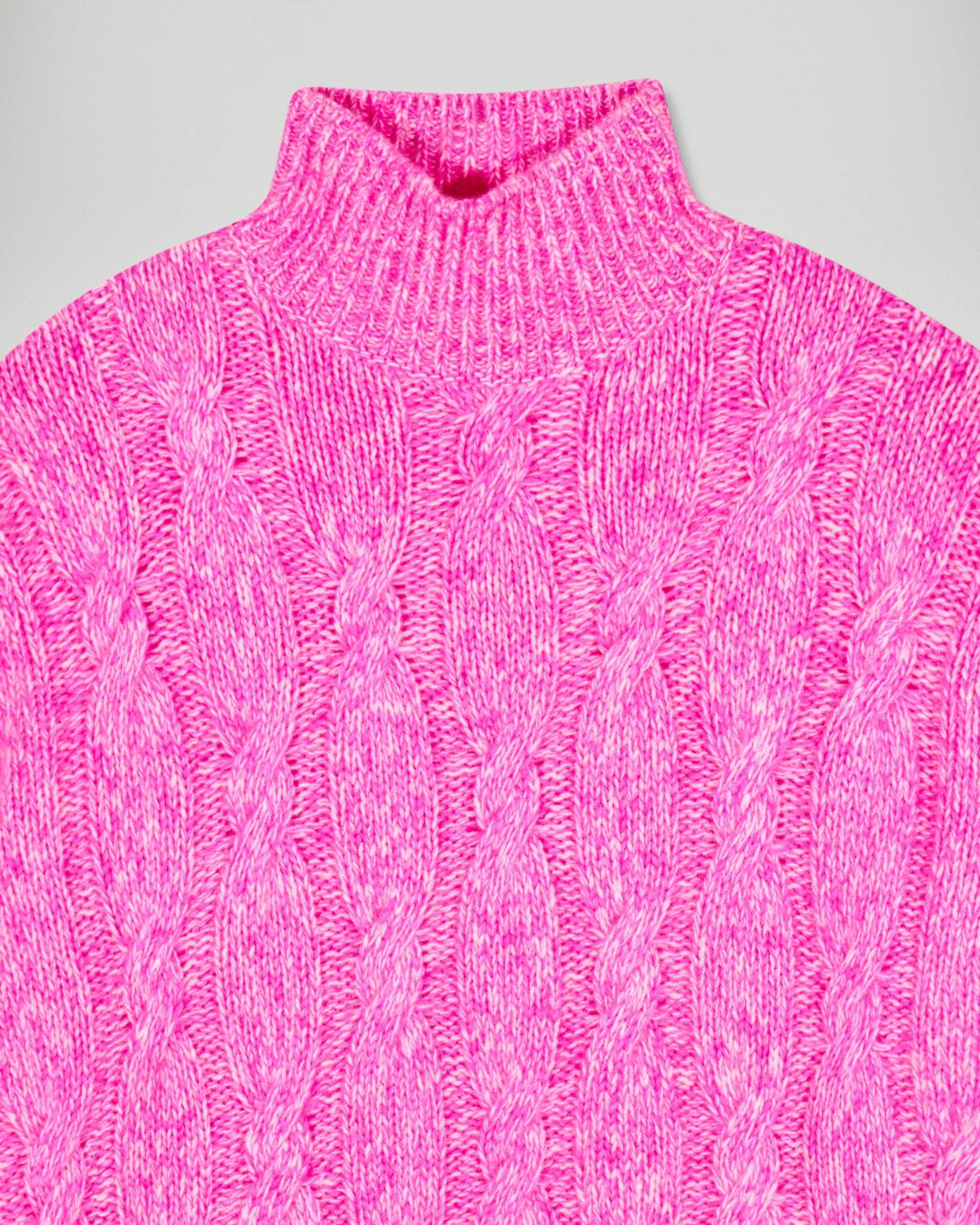 Oversized Cable-knit Mock Neck Sweater (H25 / FEMME / Secret Pink) - Image 7