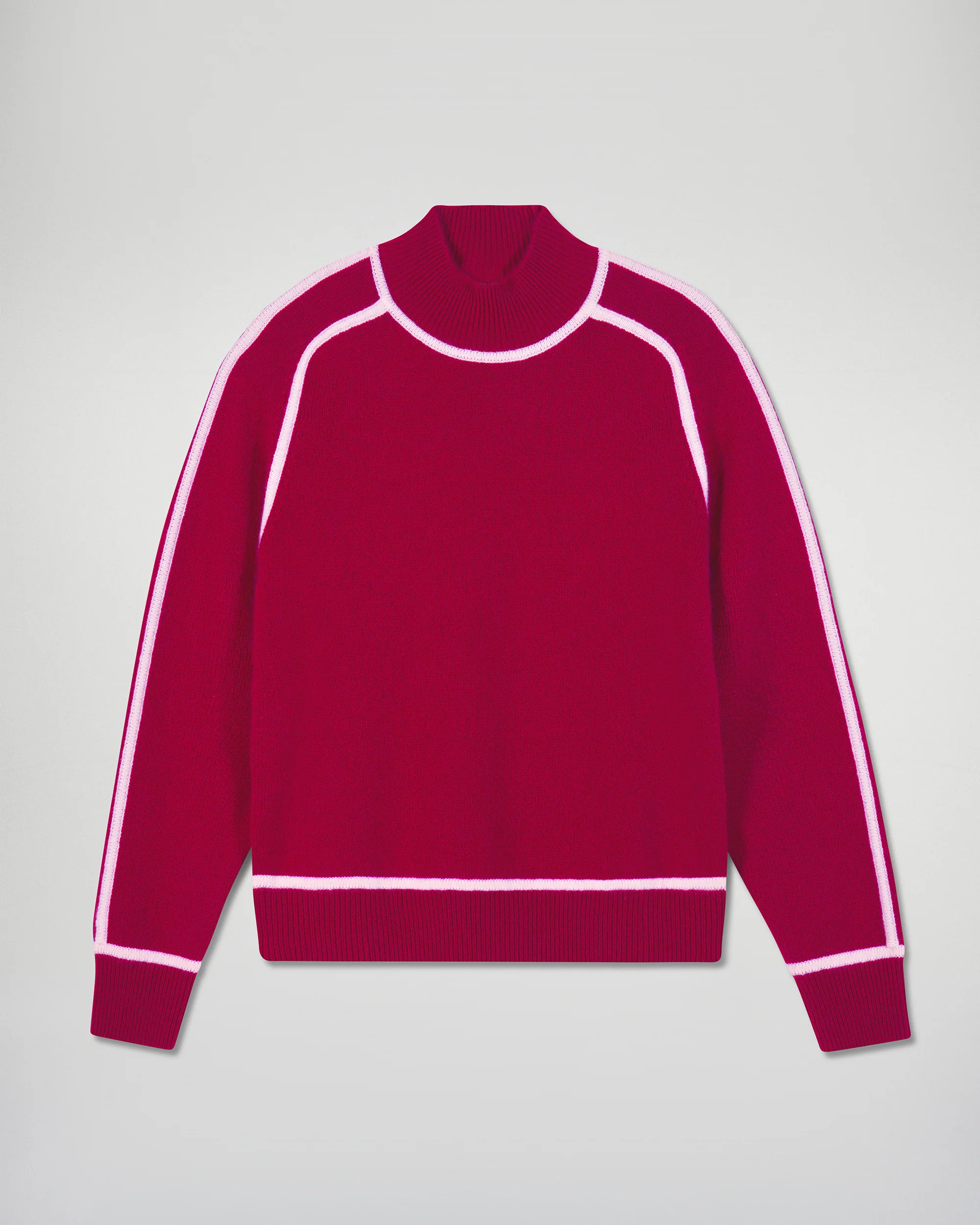 Mock-Neck Sweater with Contrast Edges (H25 / FEMME / Solar Burgundy) - Image 5