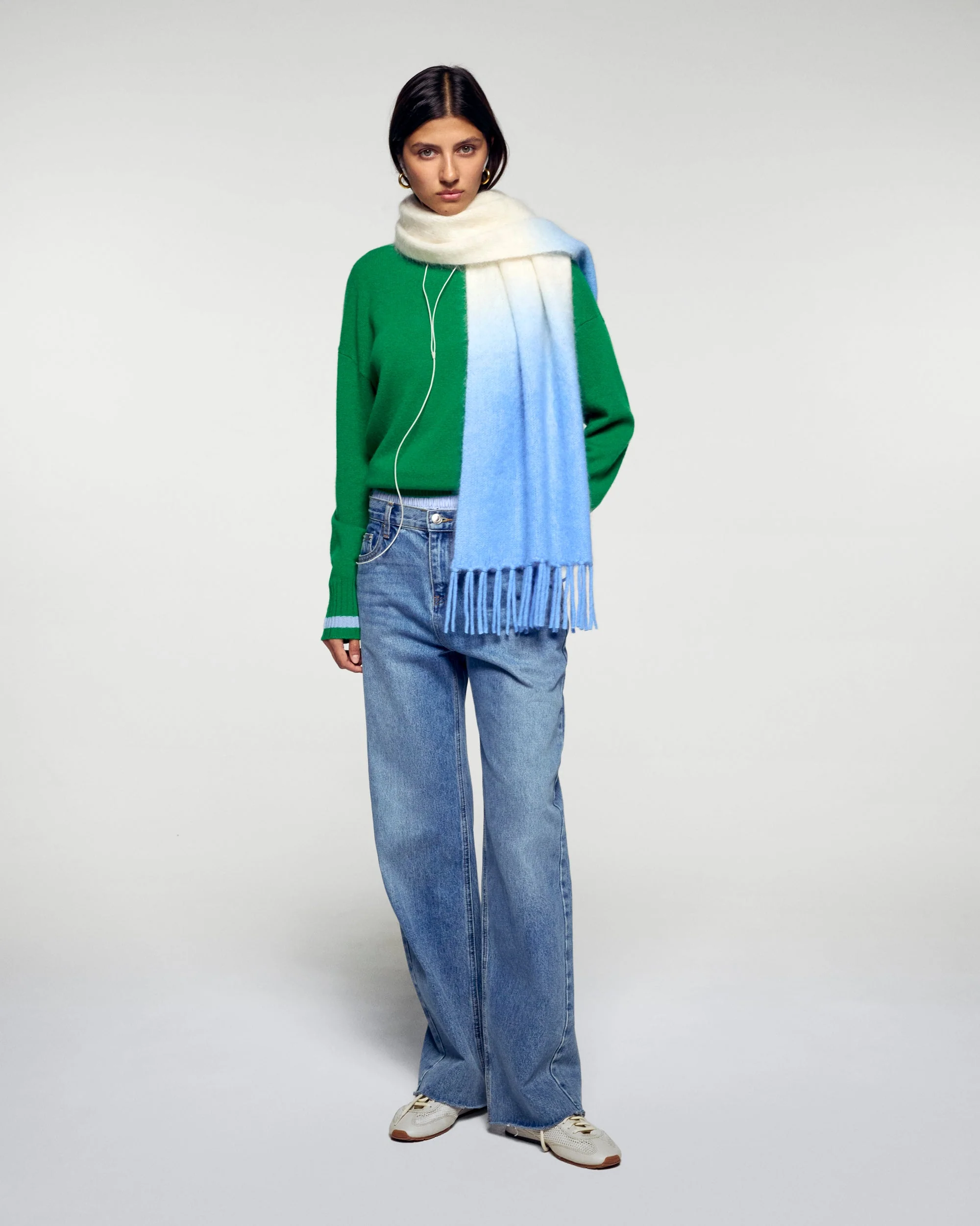 Mock Neck Sweater with Stripes (H25 / FEMME / Wild Green) - Image 3