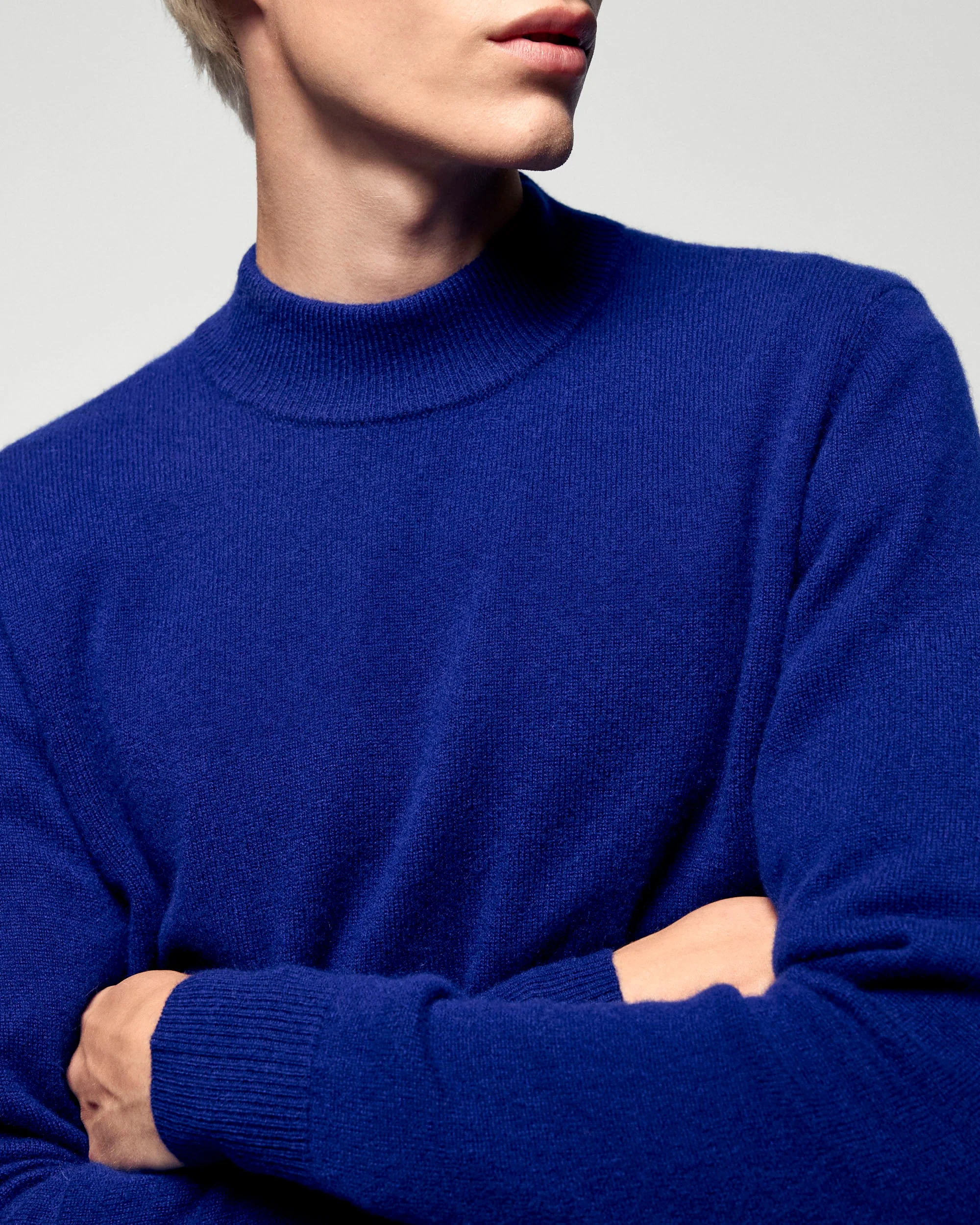 Multicolor Striped  Mock Neck Sweater (H25 / HOMME / Crown Blue) - Image 2