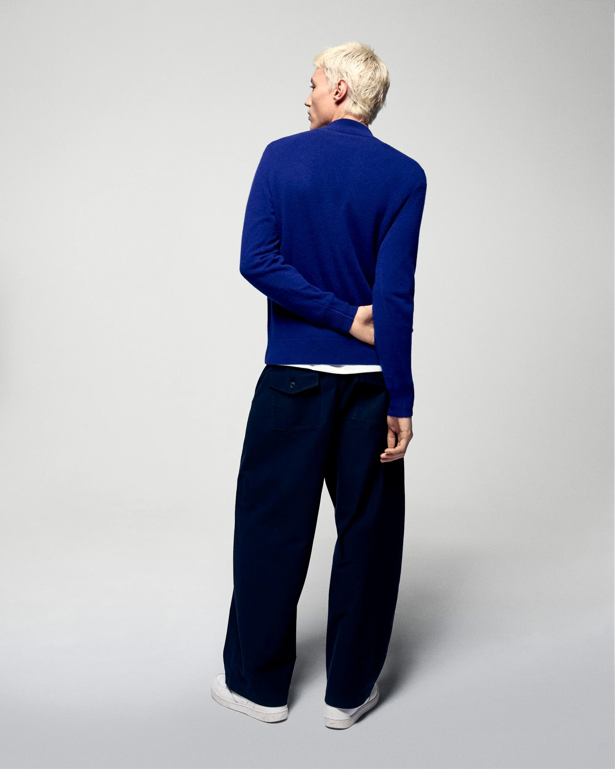 Multicolor Striped  Mock Neck Sweater (H25 / HOMME / Crown Blue) - Image 4