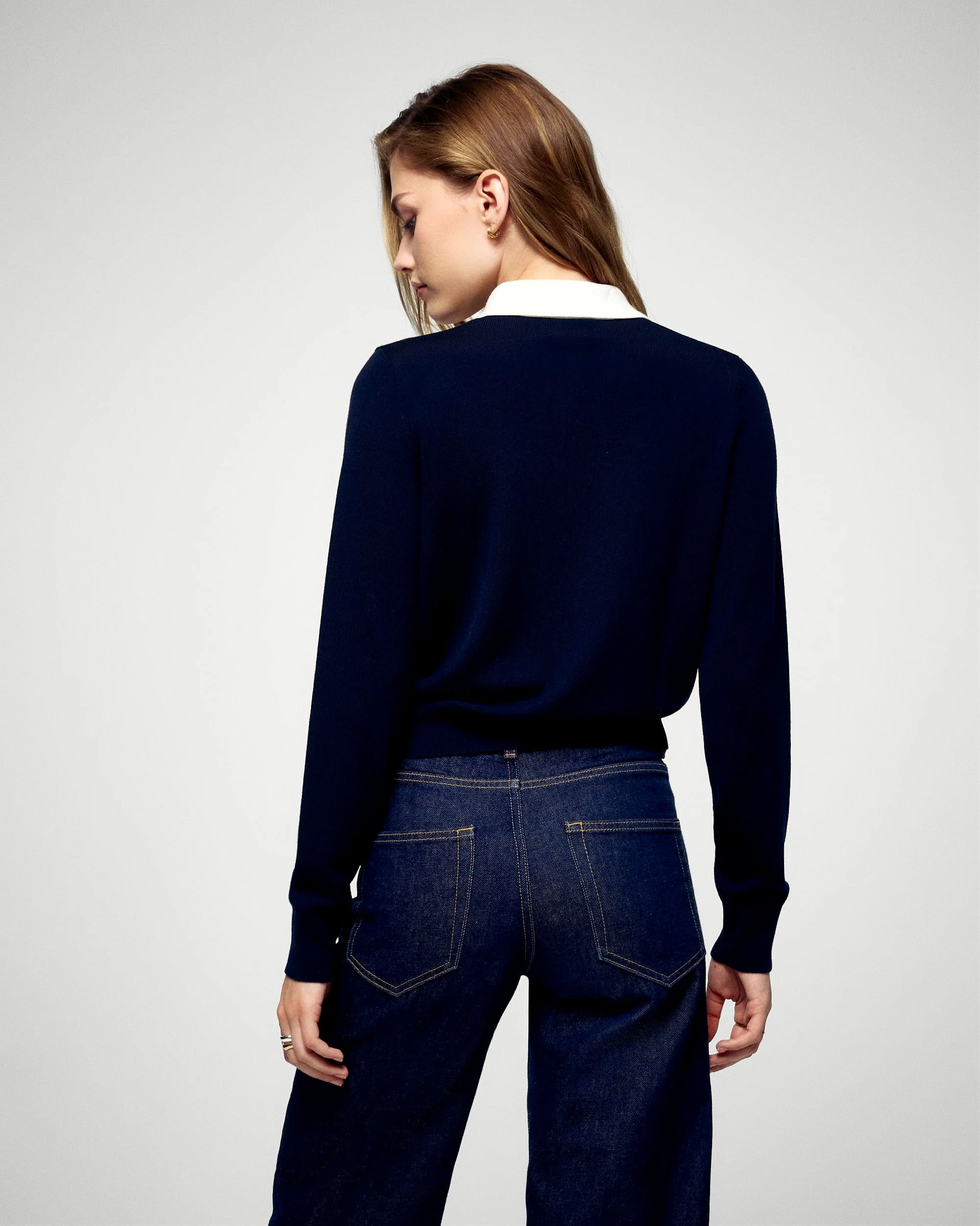 Polo neck sweater (H25 / FEMME / Navy / RWS) - Image 3
