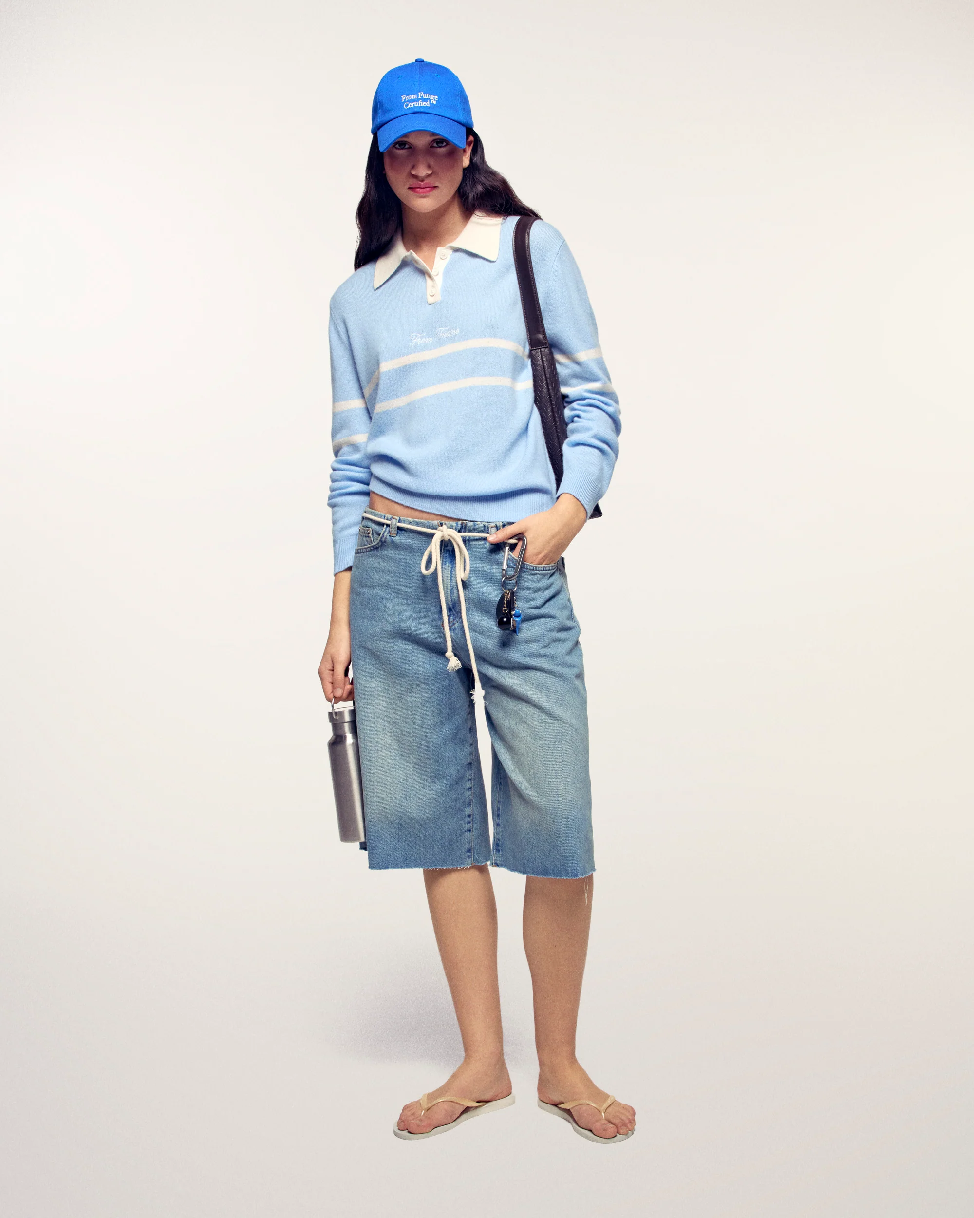 Striped Polo Neck Sweater (S26 / FEMME / Baby Blue) - Image 3