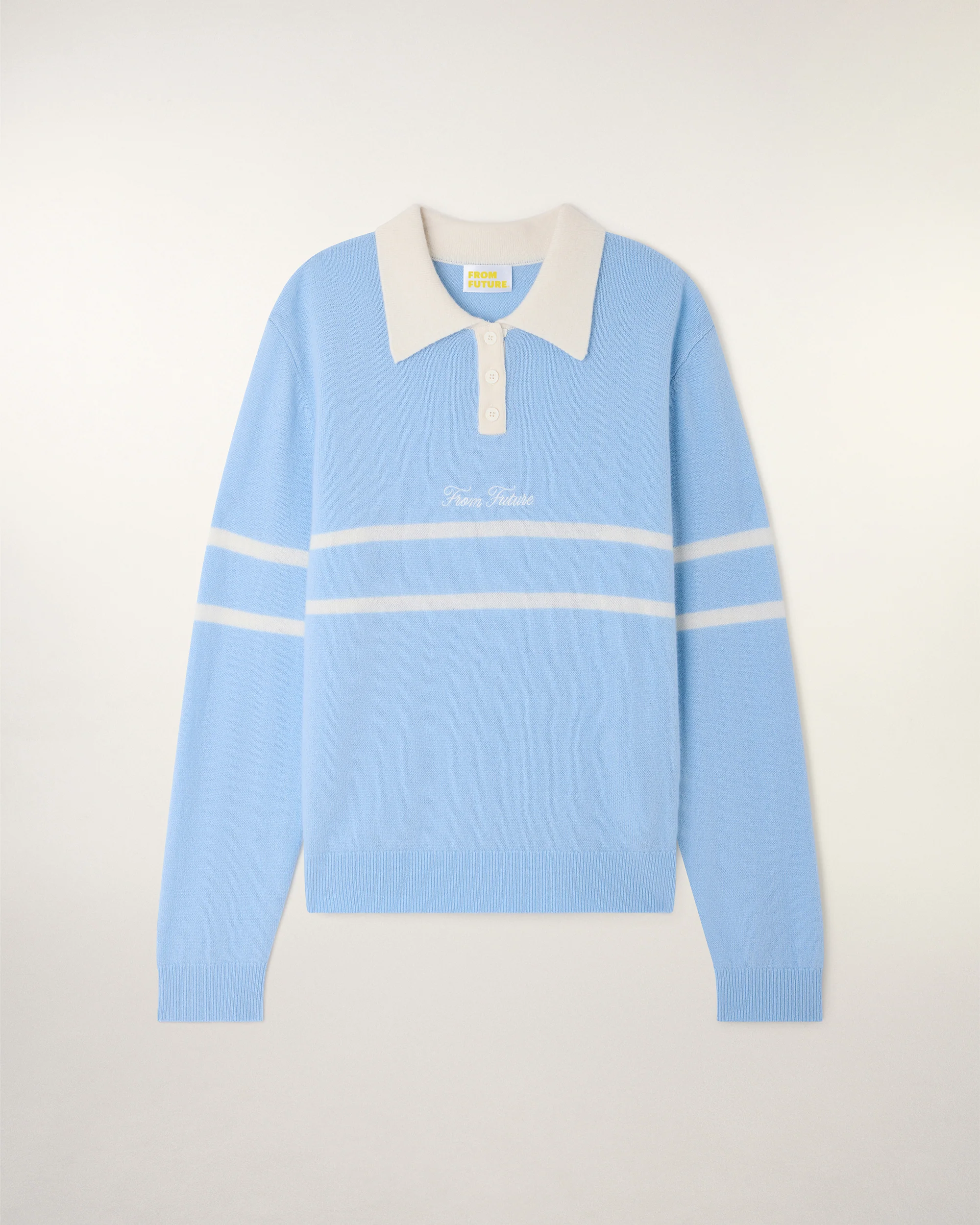 Striped Polo Neck Sweater (S26 / FEMME / Baby Blue) - Image 5