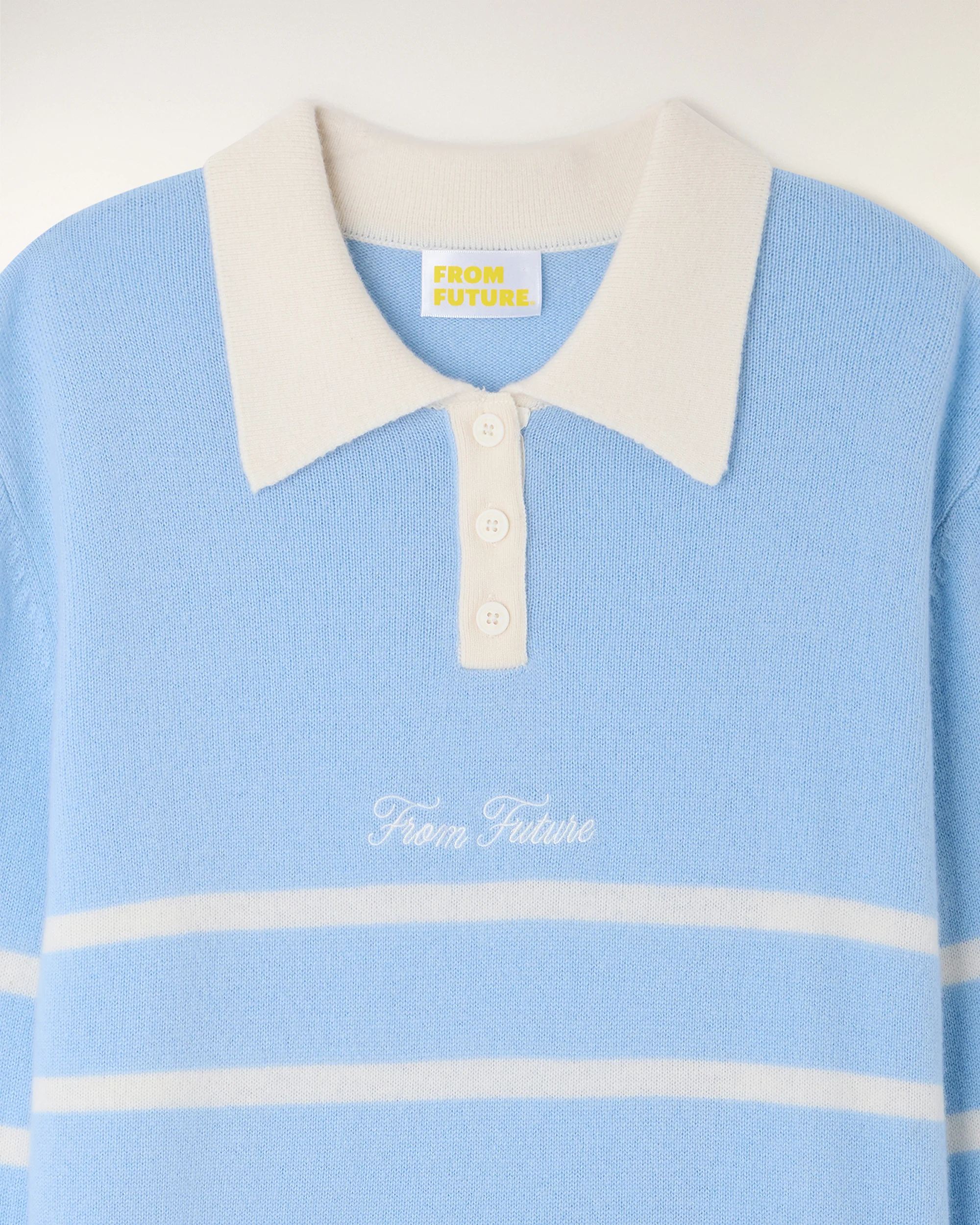 Striped Polo Neck Sweater (S26 / FEMME / Baby Blue) - Image 6