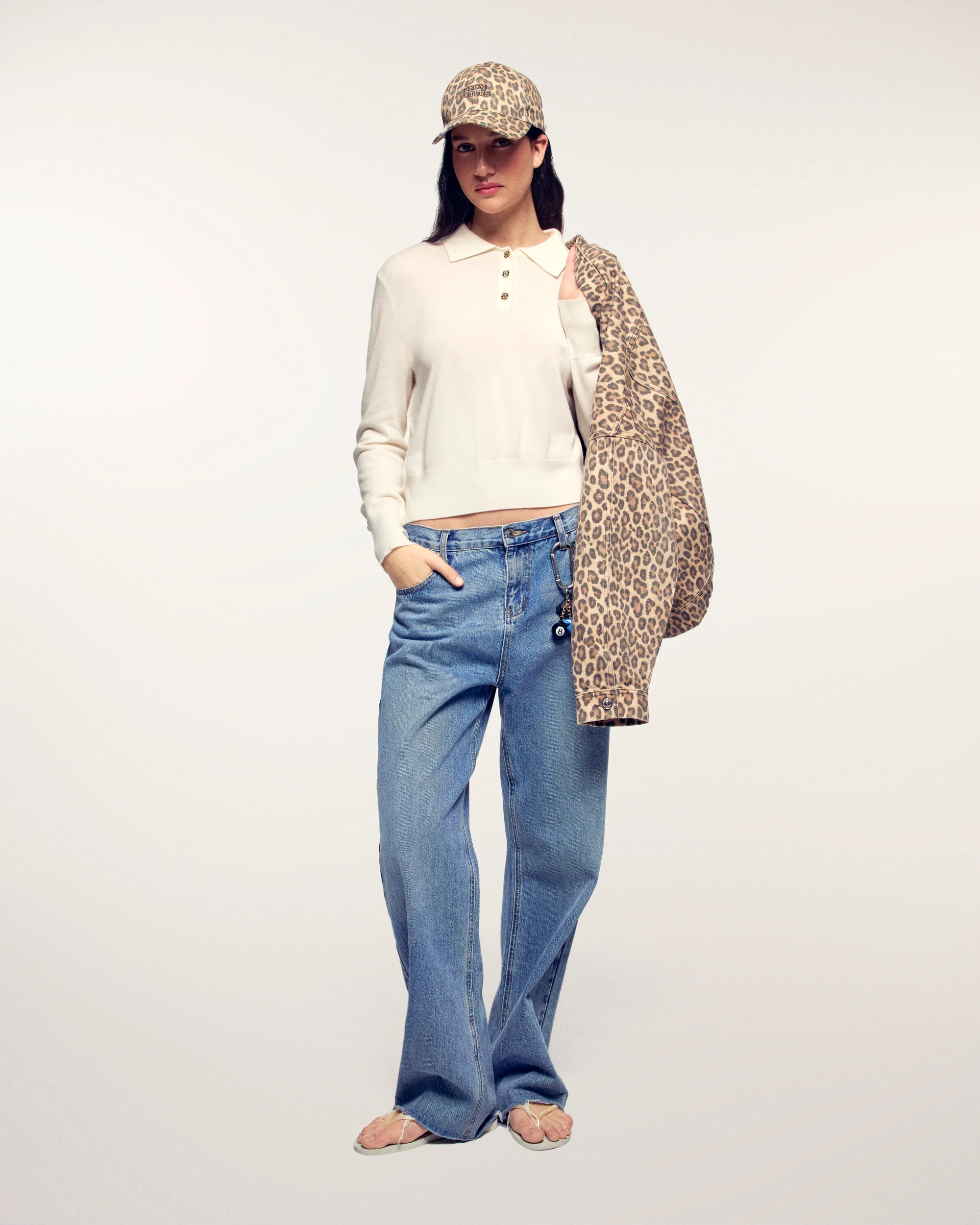 Polo Neck Sweater with Gold Buttons (S26 / FEMME / Ecru / RWS - Image 4