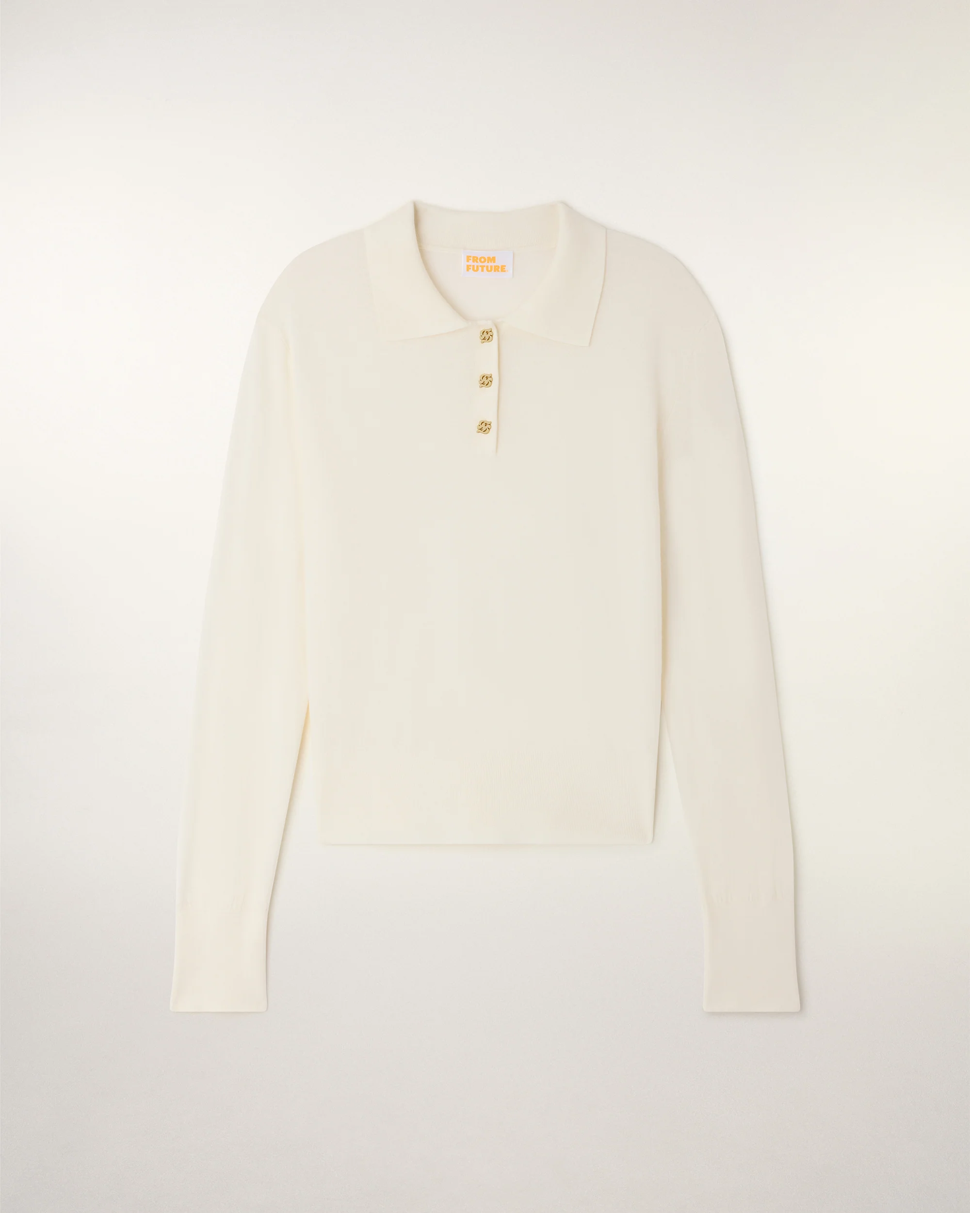 Polo Neck Sweater with Gold Buttons (S26 / FEMME / Ecru / RWS - Image 5